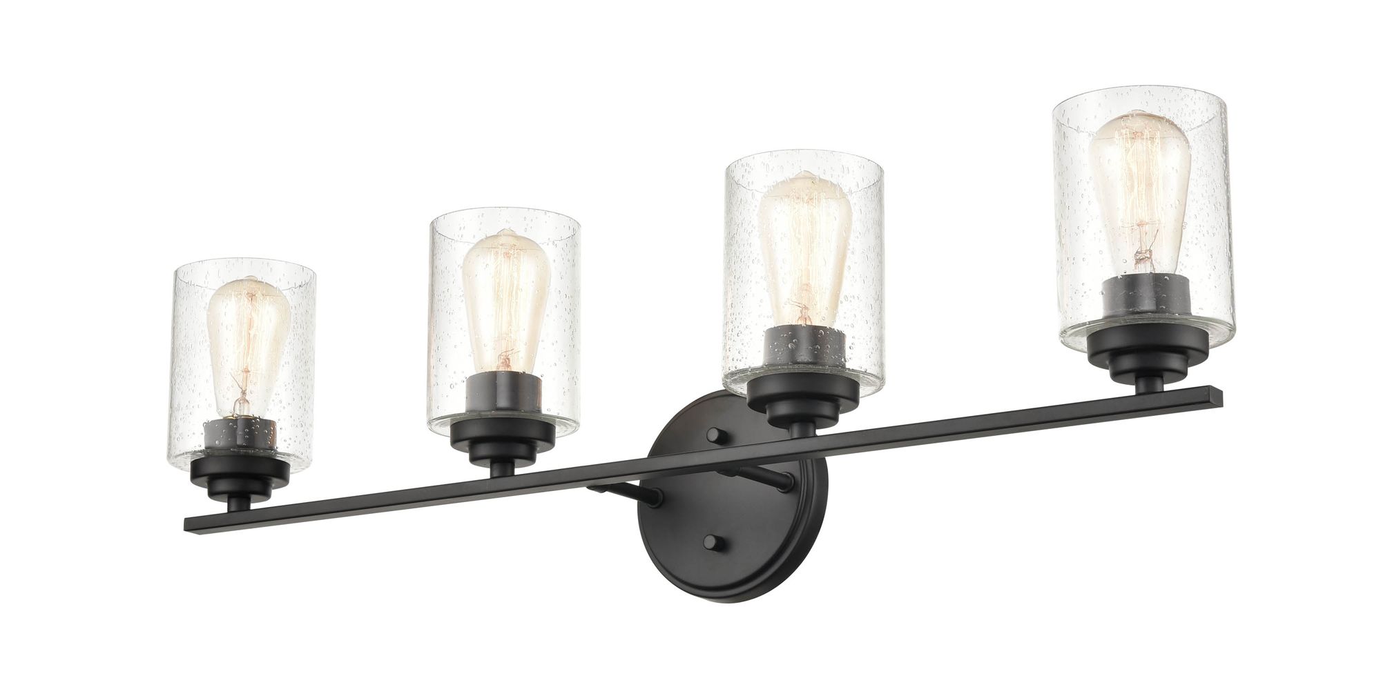 Image 3 Millennium 4-Light 31.13" Matte Black Vanity Light with Glass Shade more views