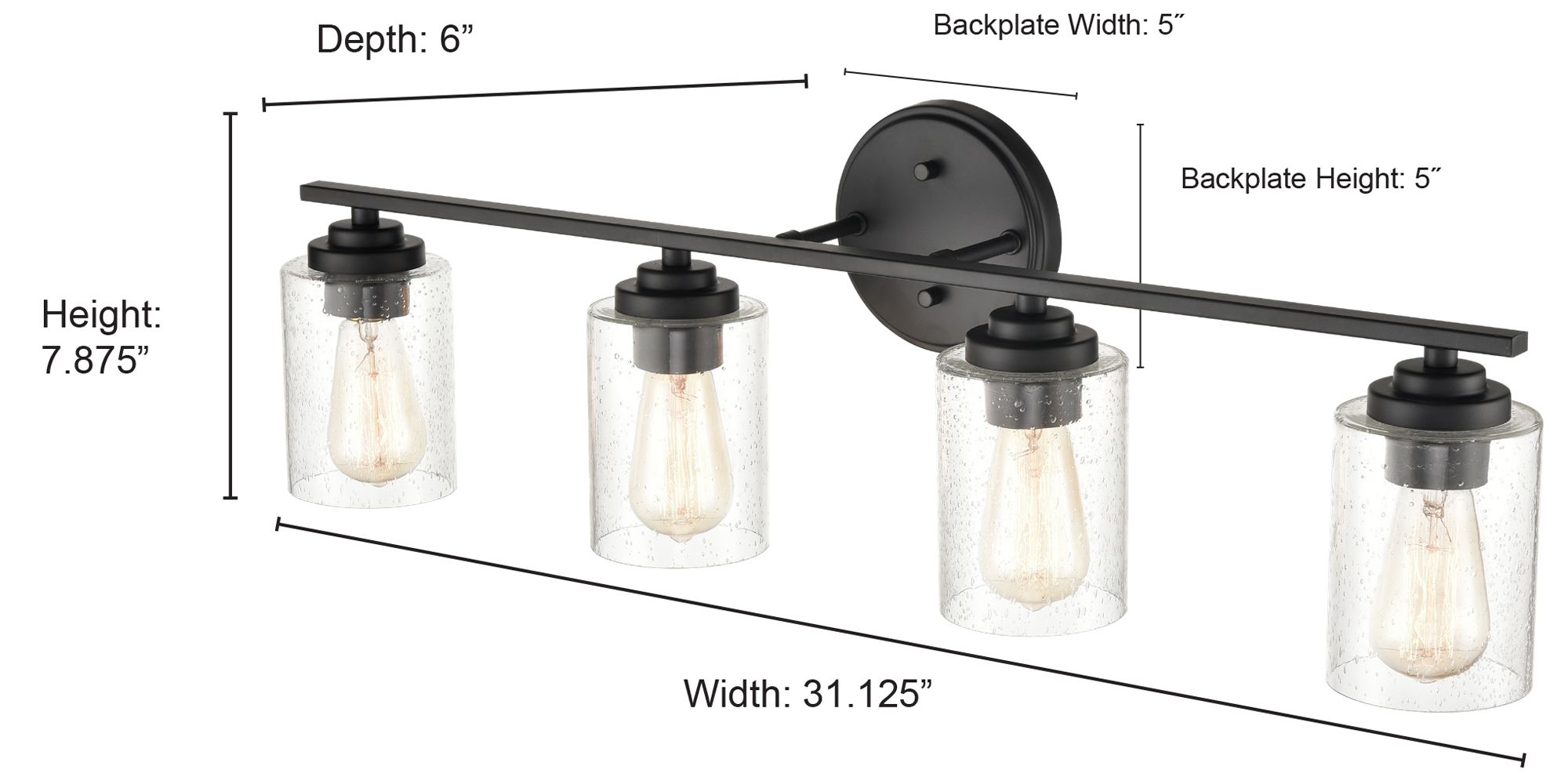 Image 5 Millennium 4-Light 31.13" Satin Nickel Vanity Light with Glass Shade more views