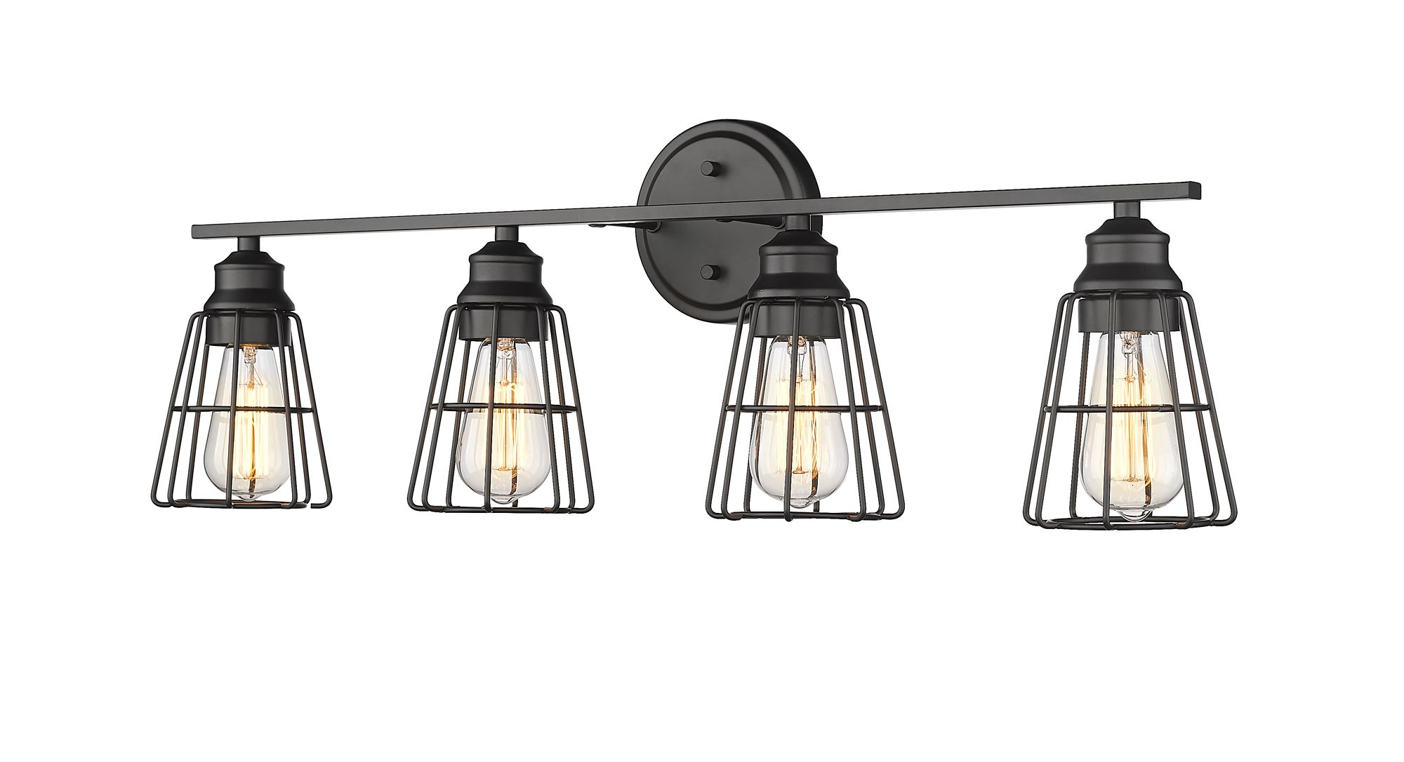 Image 2 Millennium 4-Light 32" Matte Black Vanity Light with Steel Shade more views