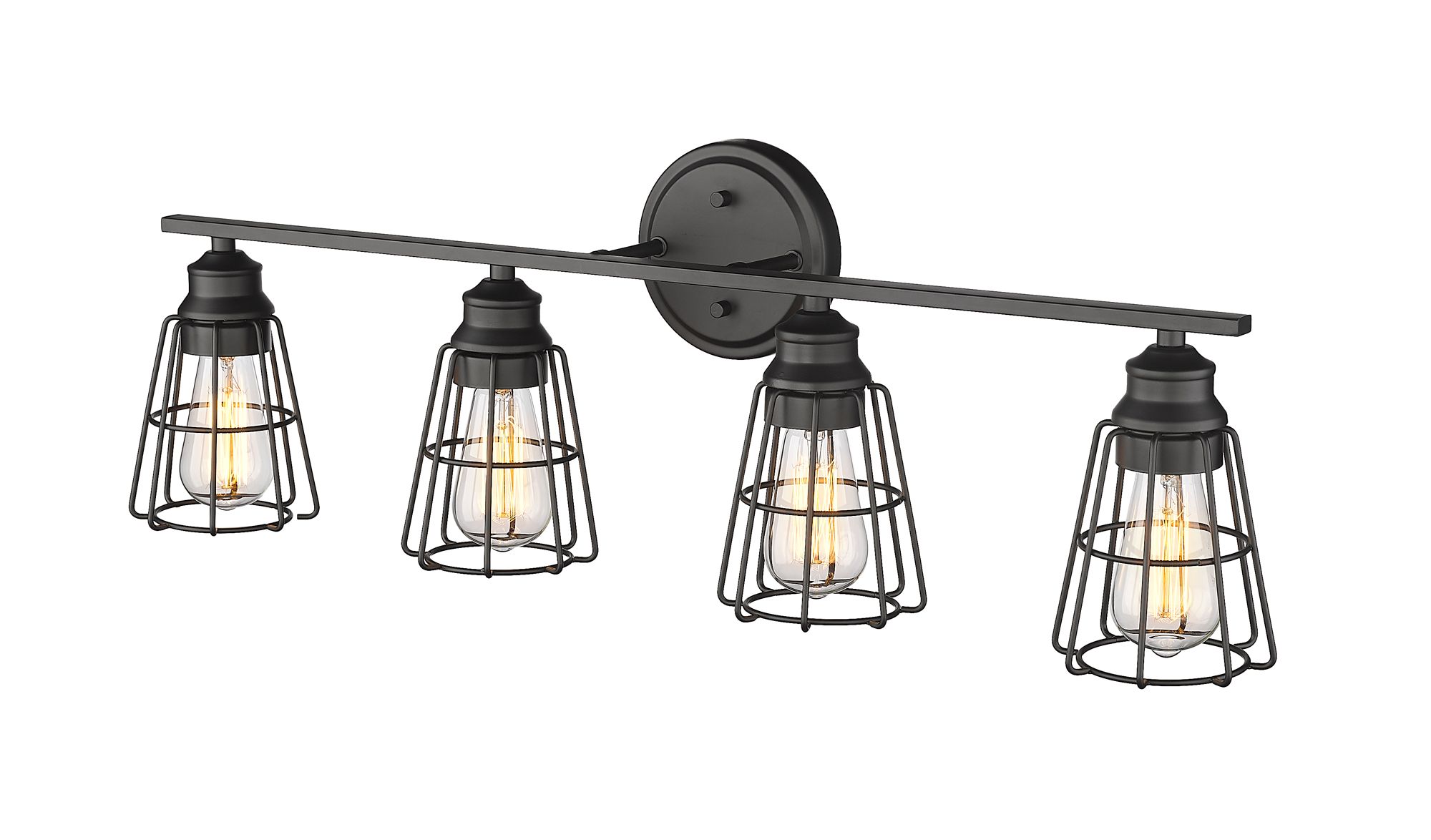Image 4 Millennium 4-Light 32" Matte Black Vanity Light with Steel Shade more views