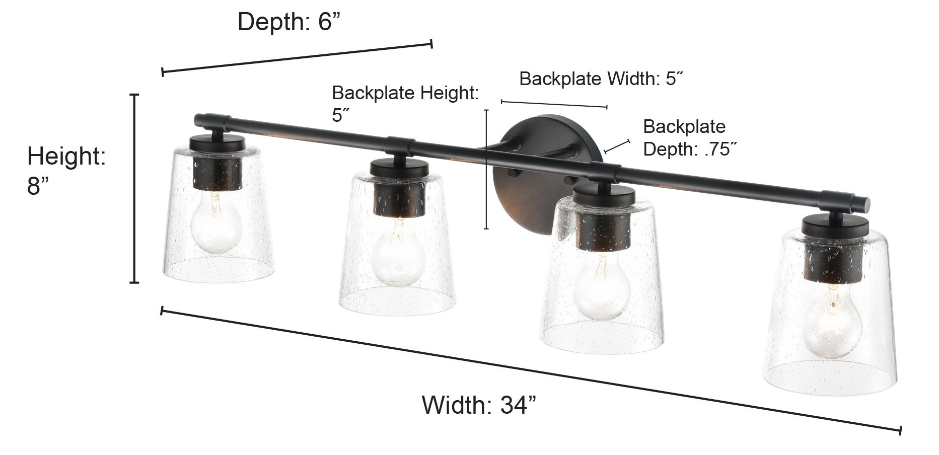 Image 4 Millennium 4-Light 34" Brushed Nickel Vanity Light with Glass Shade more views