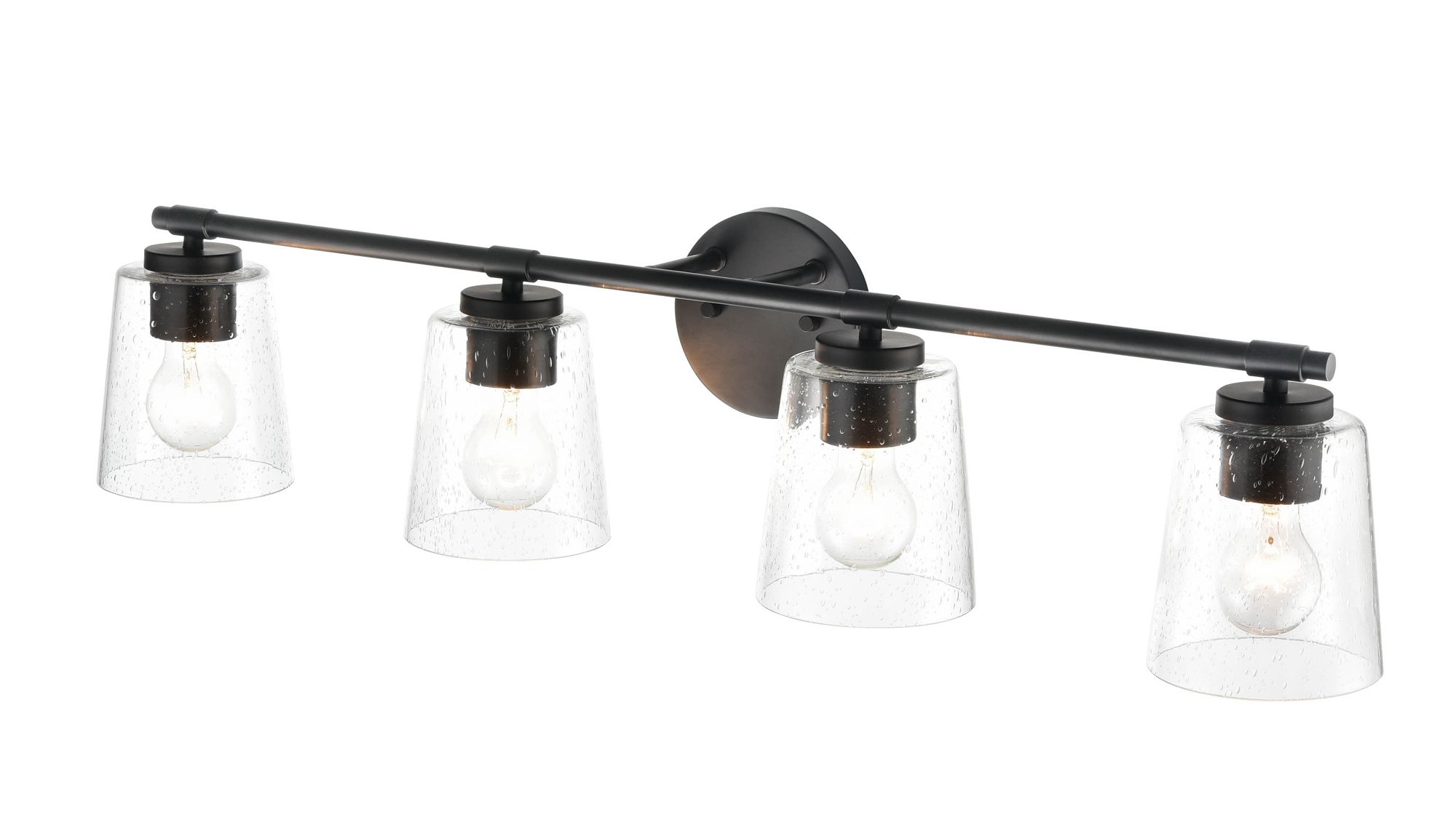 Image 2 Millennium 4-Light 34" Matte Black Vanity Light with Glass Shade more views