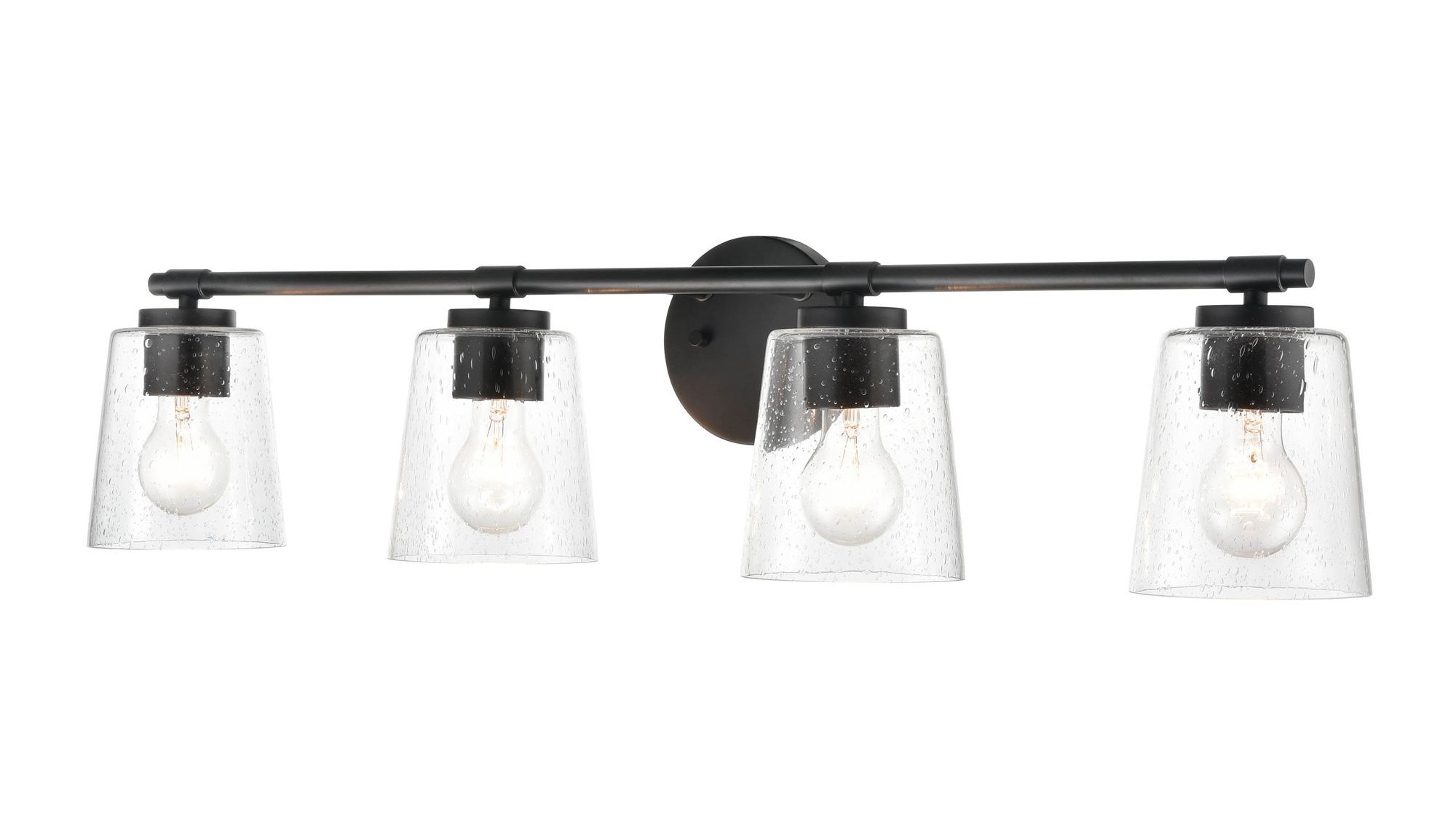 Image 3 Millennium 4-Light 34" Matte Black Vanity Light with Glass Shade more views