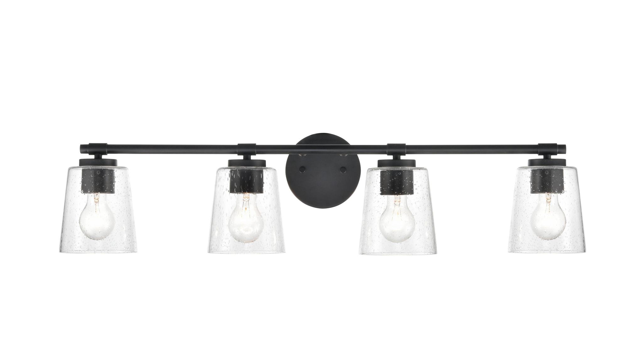 Image 4 Millennium 4-Light 34" Matte Black Vanity Light with Glass Shade more views