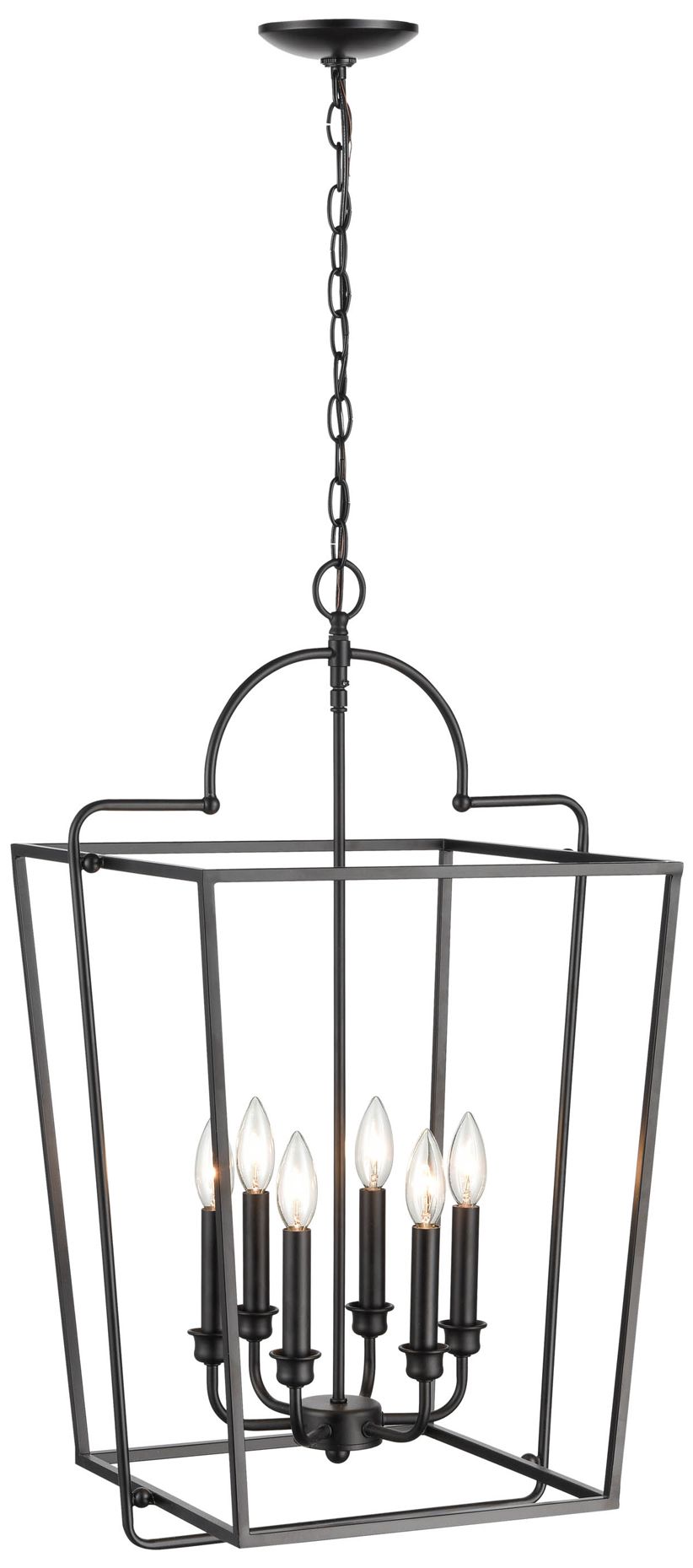 Millennium 6-Light 18" Matte Black Pendant with Glass Shade
