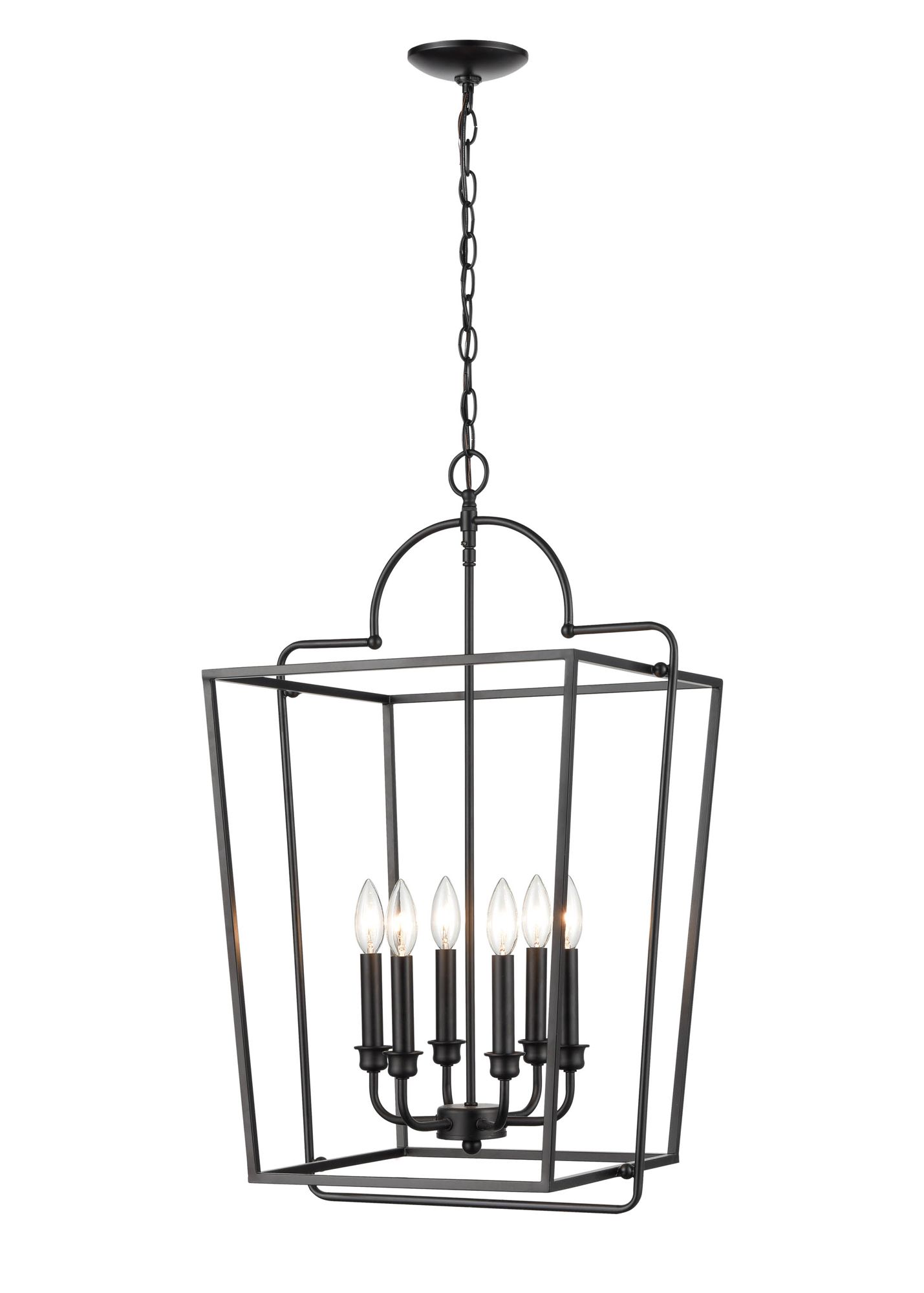 Image 2 Millennium 6-Light 18" Matte Black Pendant with Glass Shade more views