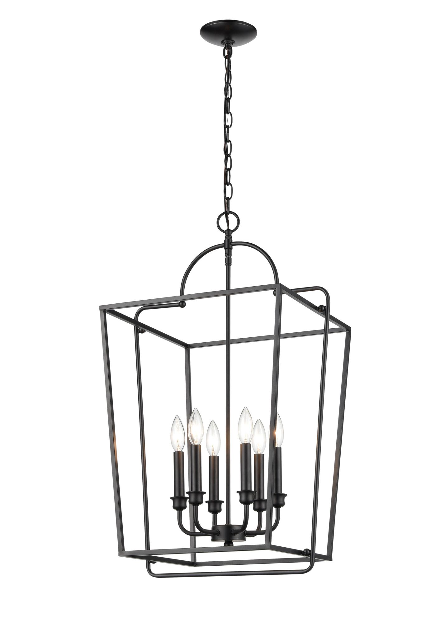 Image 3 Millennium 6-Light 18" Matte Black Pendant with Glass Shade more views