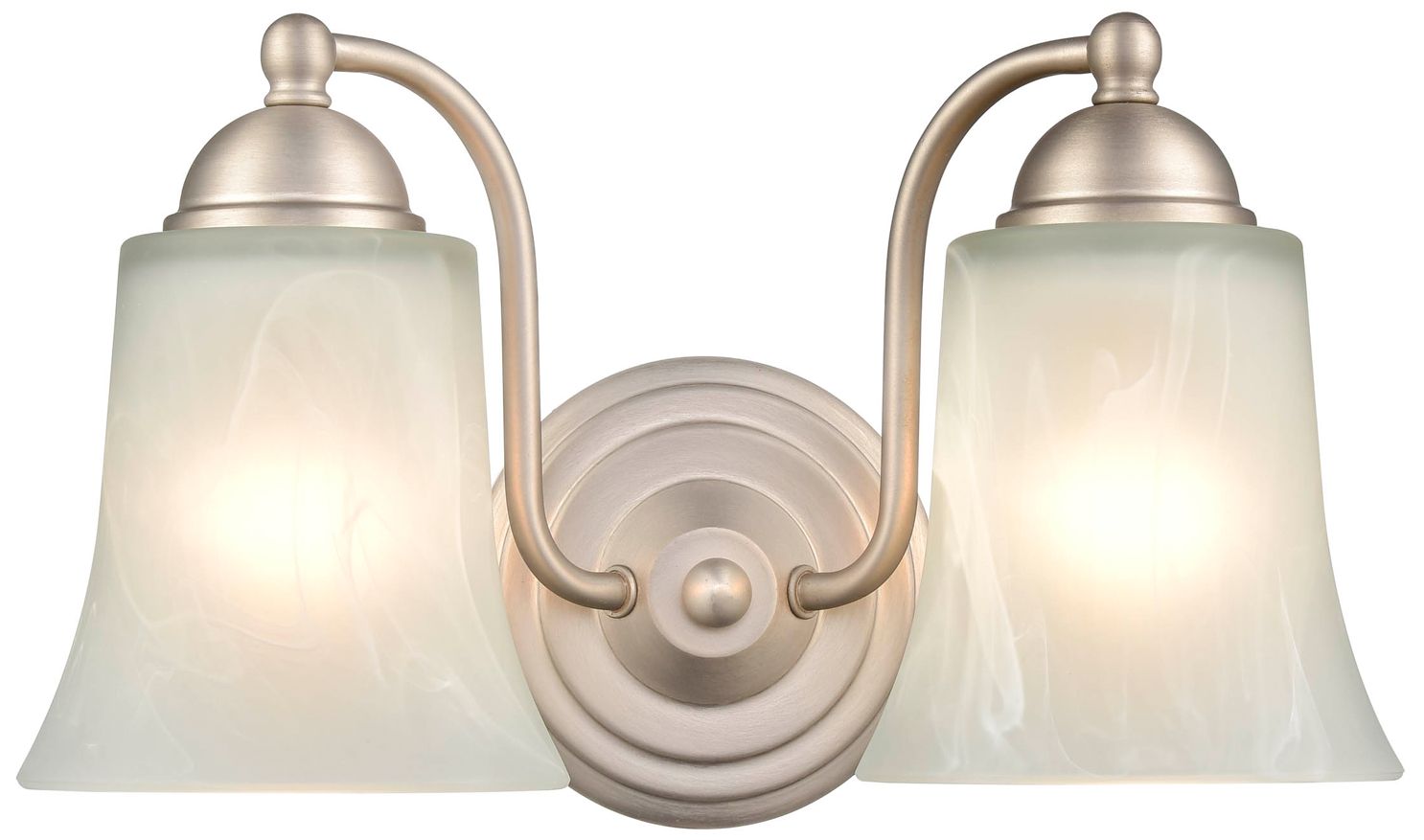 Millennium Abelia 2-Light 12" Satin Nickel Vanity Light with Glass Shade