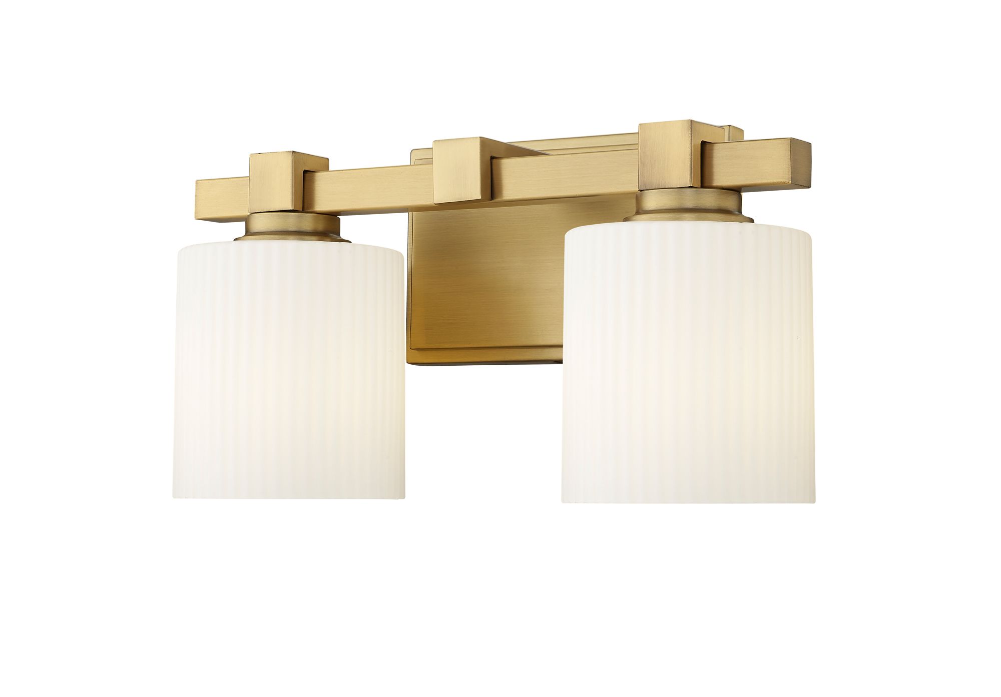 Image 3 Millennium Abelson 2-Light 14" Vintage Brass Vanity Light with Glass Shade more views