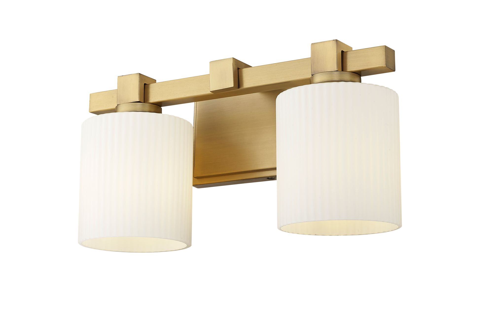 Image 4 Millennium Abelson 2-Light 14" Vintage Brass Vanity Light with Glass Shade more views