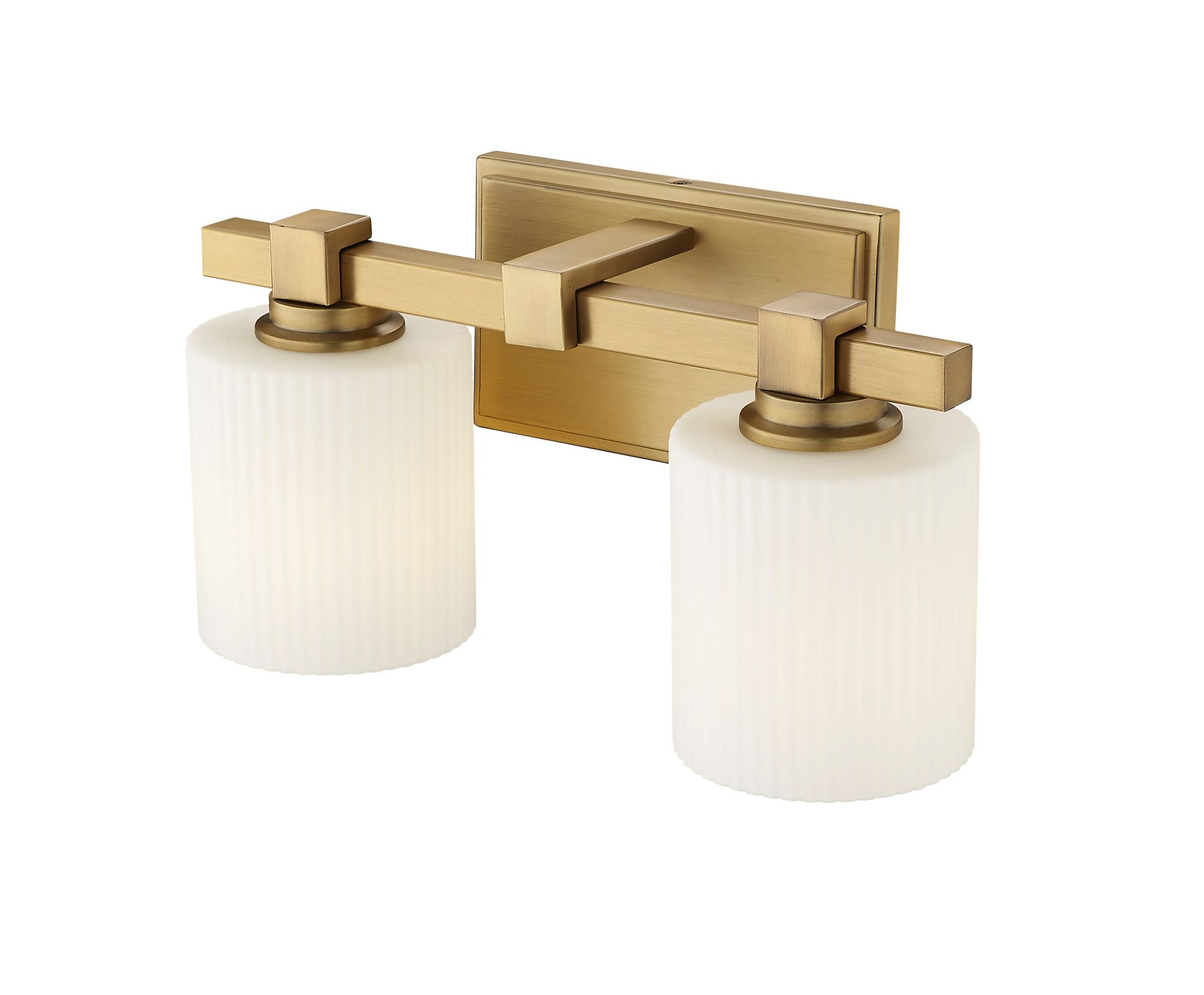 Image 5 Millennium Abelson 2-Light 14" Vintage Brass Vanity Light with Glass Shade more views