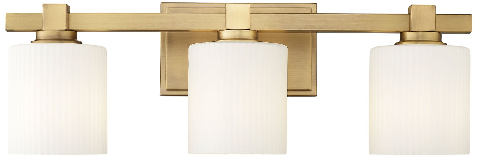 Image 2 Millennium Abelson 3-Light 22" Vintage Brass Vanity Light with Glass Shade