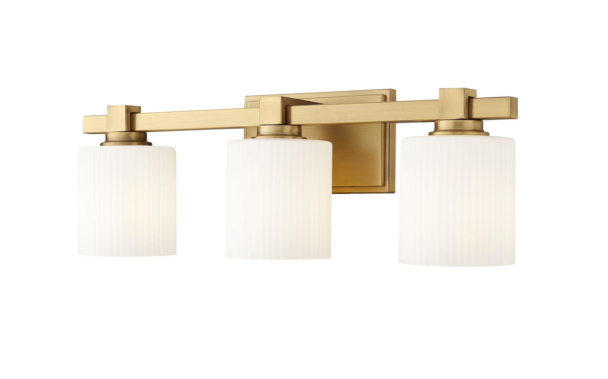 Image 3 Millennium Abelson 3-Light 22" Vintage Brass Vanity Light with Glass Shade more views