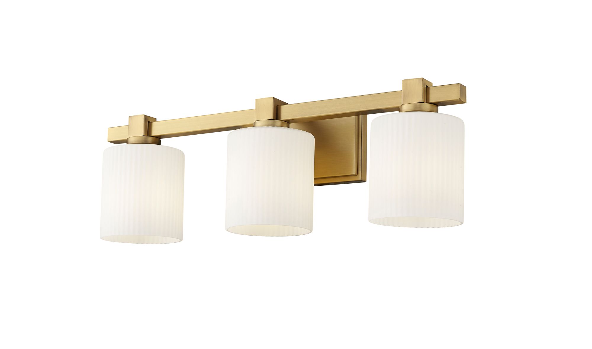 Image 4 Millennium Abelson 3-Light 22" Vintage Brass Vanity Light with Glass Shade more views