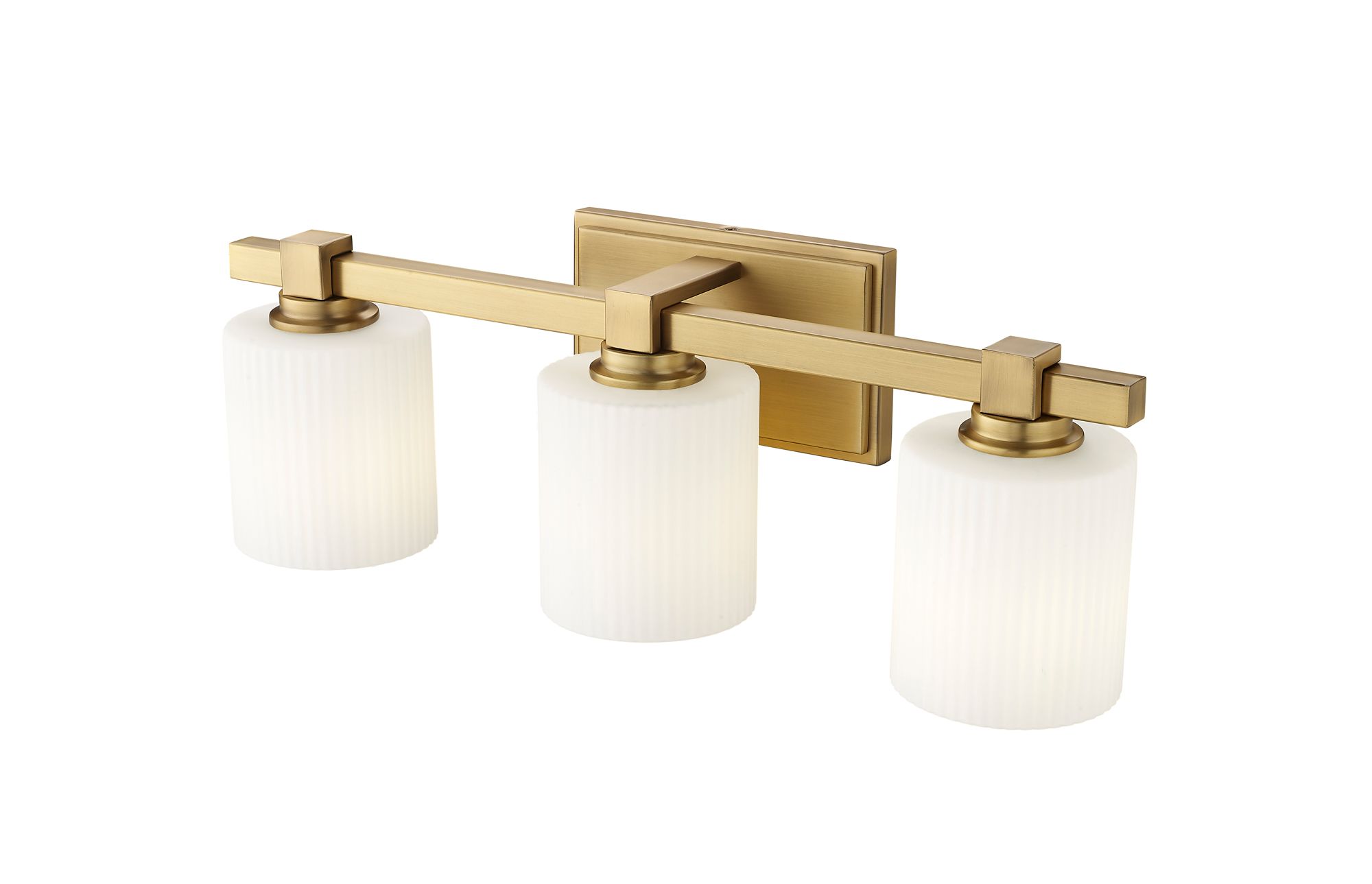 Image 5 Millennium Abelson 3-Light 22" Vintage Brass Vanity Light with Glass Shade more views
