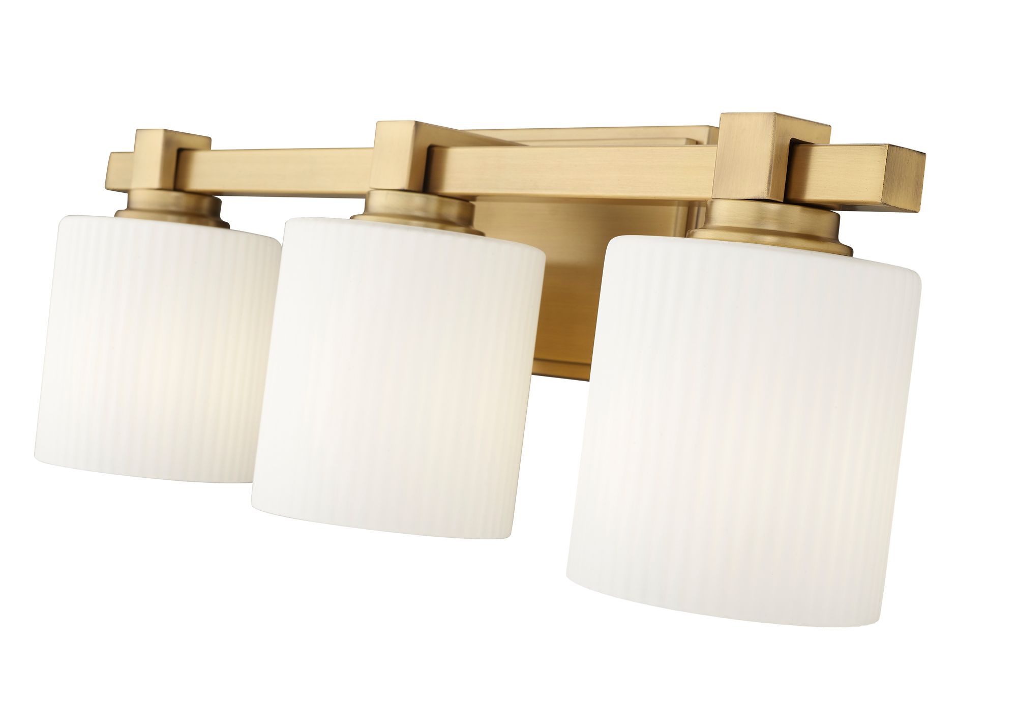 Image 6 Millennium Abelson 3-Light 22" Vintage Brass Vanity Light with Glass Shade more views