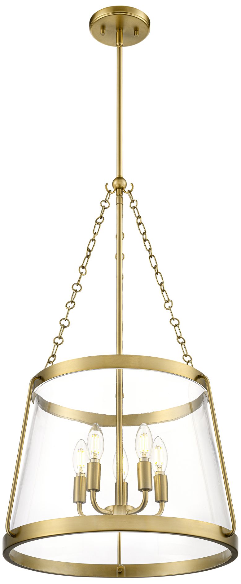 Millennium Adabella 5-Light 17.75" Vintage Brass Pendant with Glass Shade