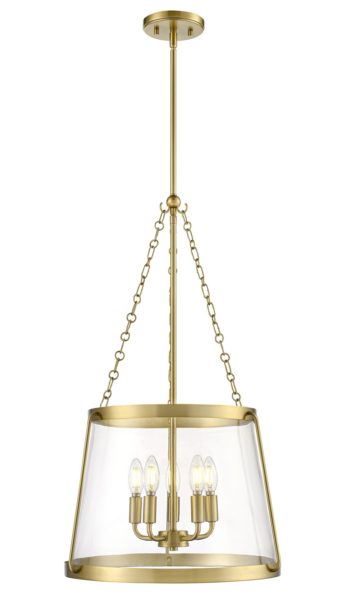 Image 3 Millennium Adabella 5-Light 17.75" Vintage Brass Pendant with Glass Shade more views