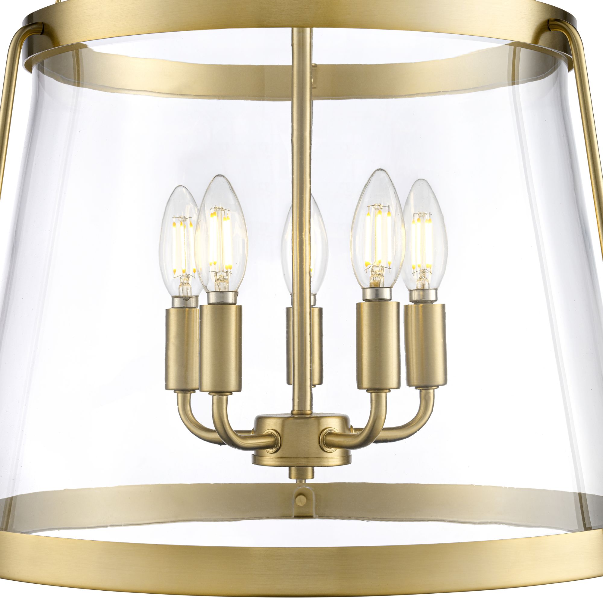 Image 4 Millennium Adabella 5-Light 17.75" Vintage Brass Pendant with Glass Shade more views