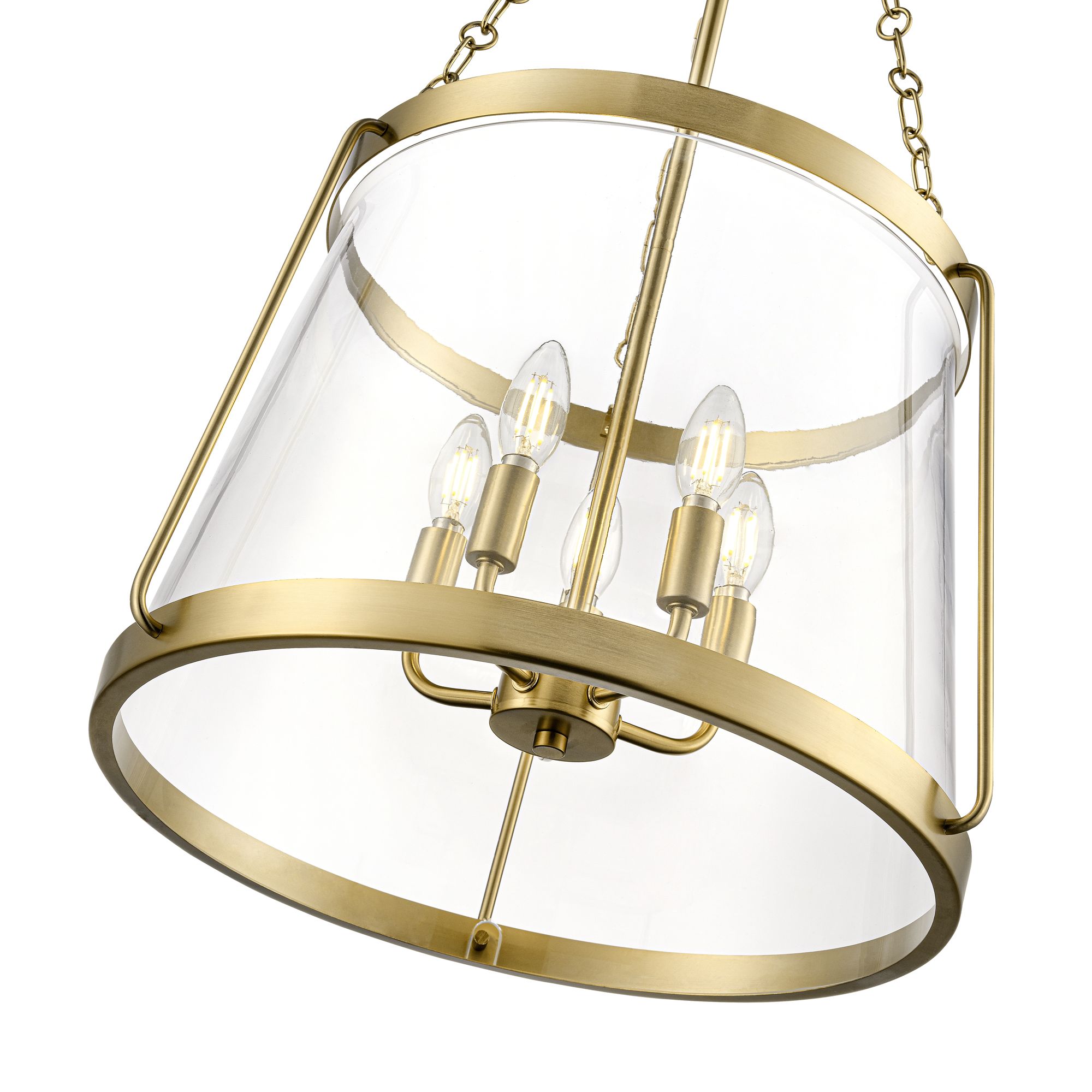 Image 6 Millennium Adabella 5-Light 17.75" Vintage Brass Pendant with Glass Shade more views