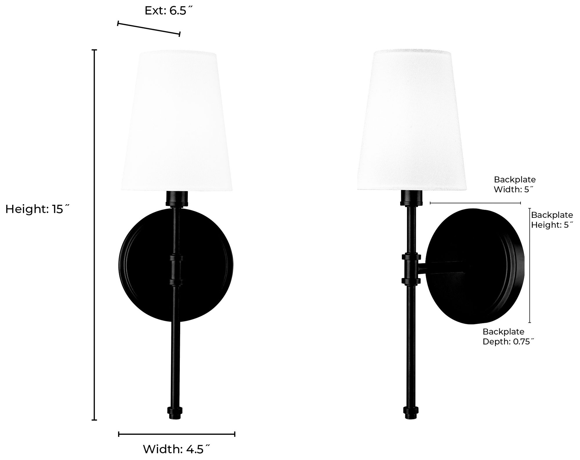 Millennium Adorra 1-Light 5" Matte Black Wall Sconce with Fabric Shade