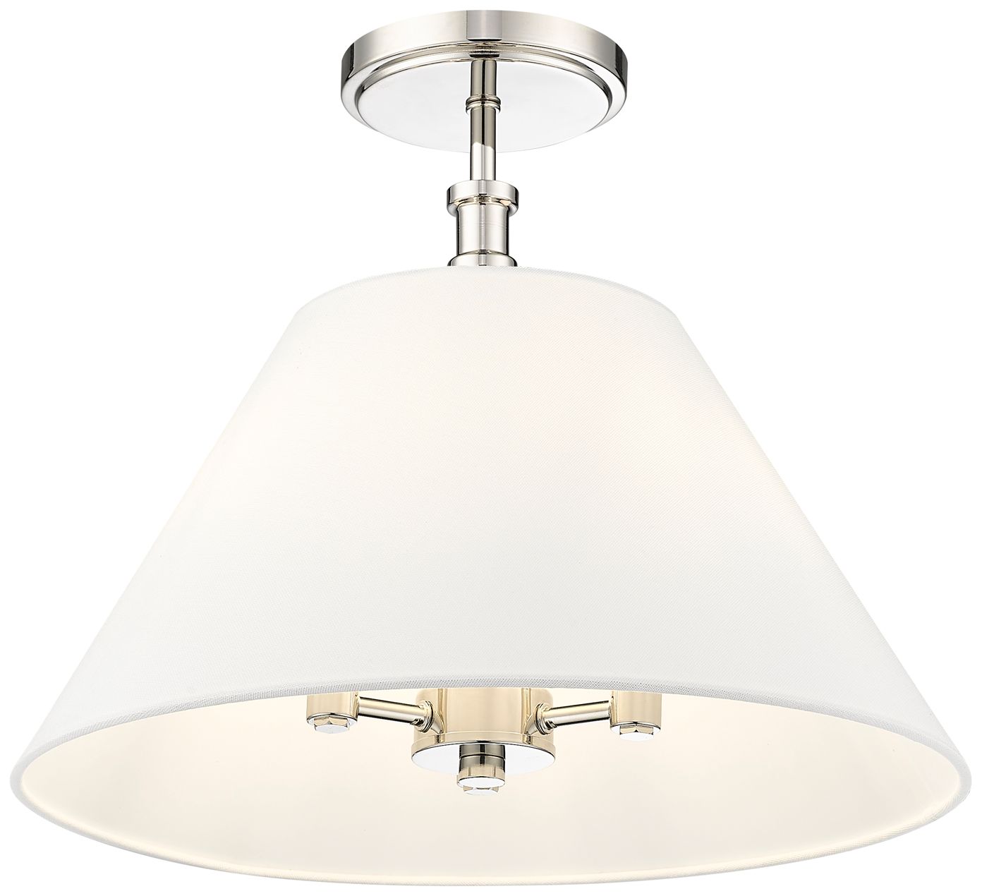Millennium Adorra 3-Light 16" Polished Nickel Semi-Flush with Fabric S