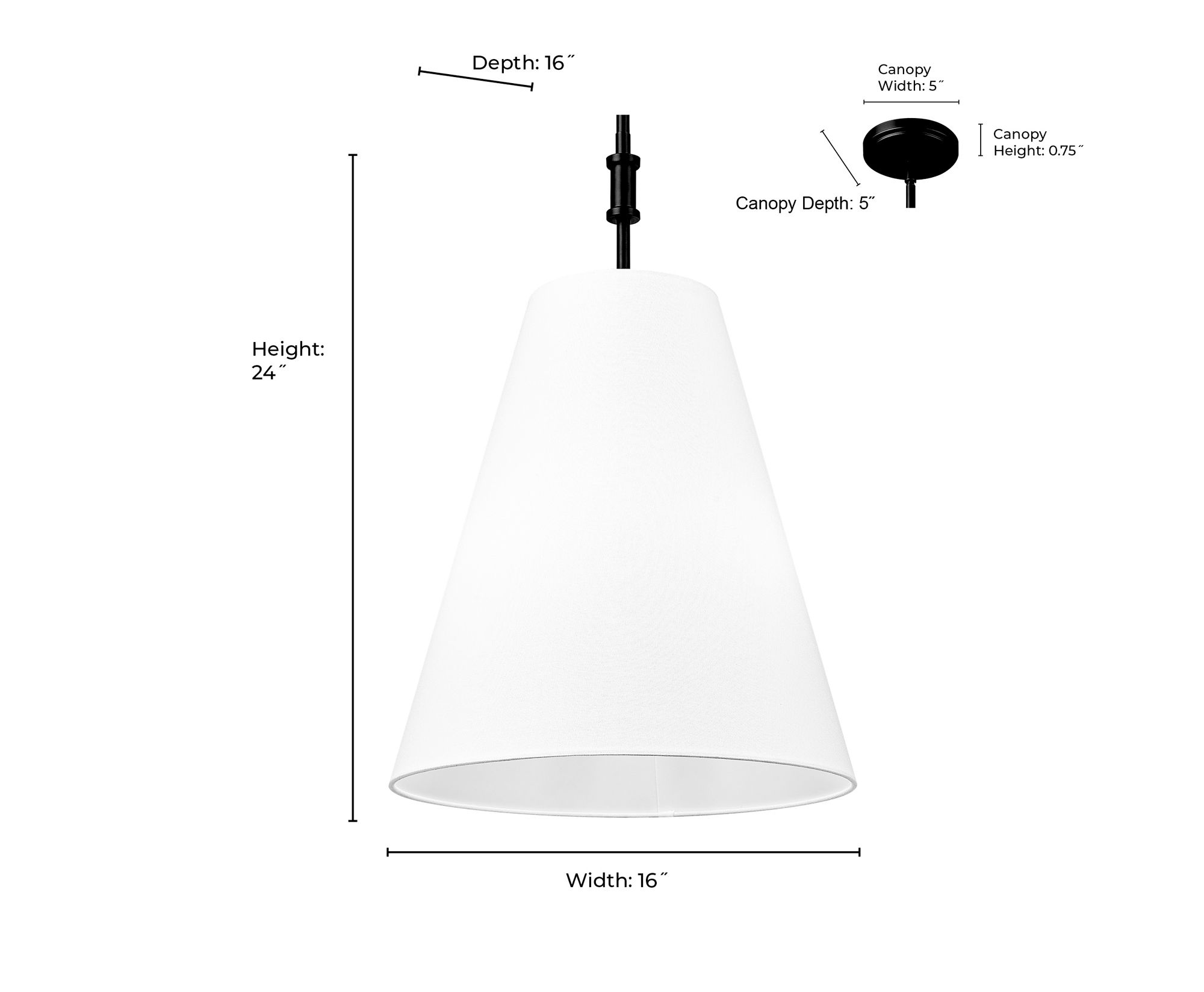 Image 7 Millennium Adorra 3-Light 16" Matte Black Pendant with Fabric Shade more views