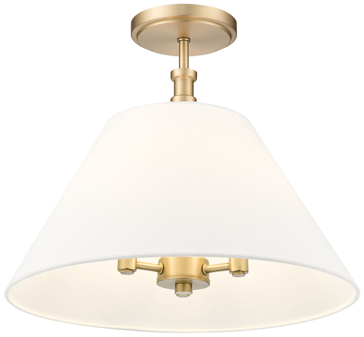 Millennium Adorra 3-Light 16" Vintage Brass Semi-Flush with Fabric Shade