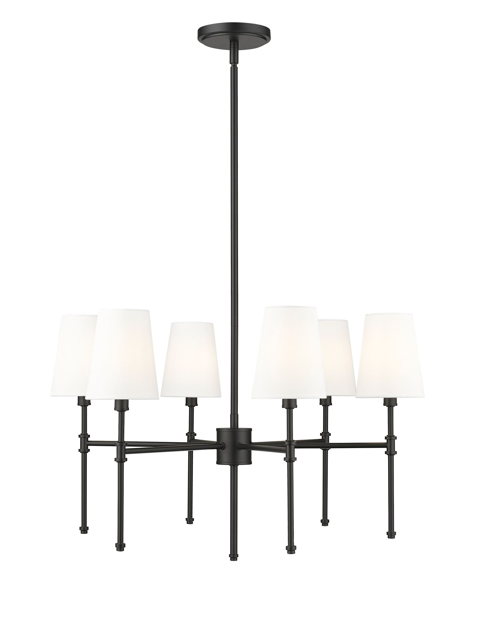 Image 2 Millennium Adorra 6-Light 25.75" Matte Black Chandelier with Fabric Shade more views