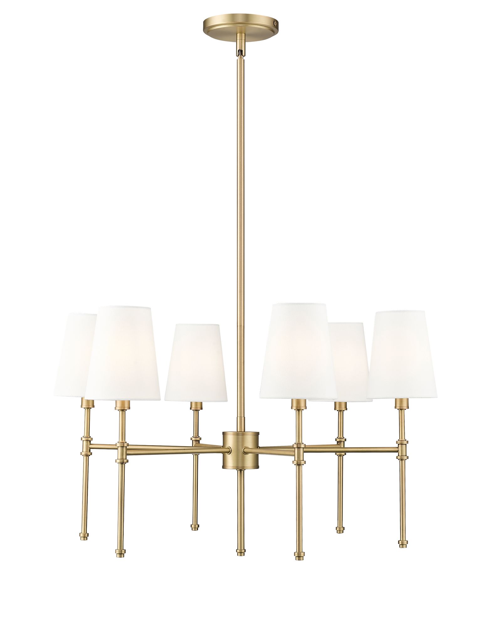 Image 2 Millennium Adorra 6-Light 25.75" Vintage Brass Chandelier with Fabric Shade more views