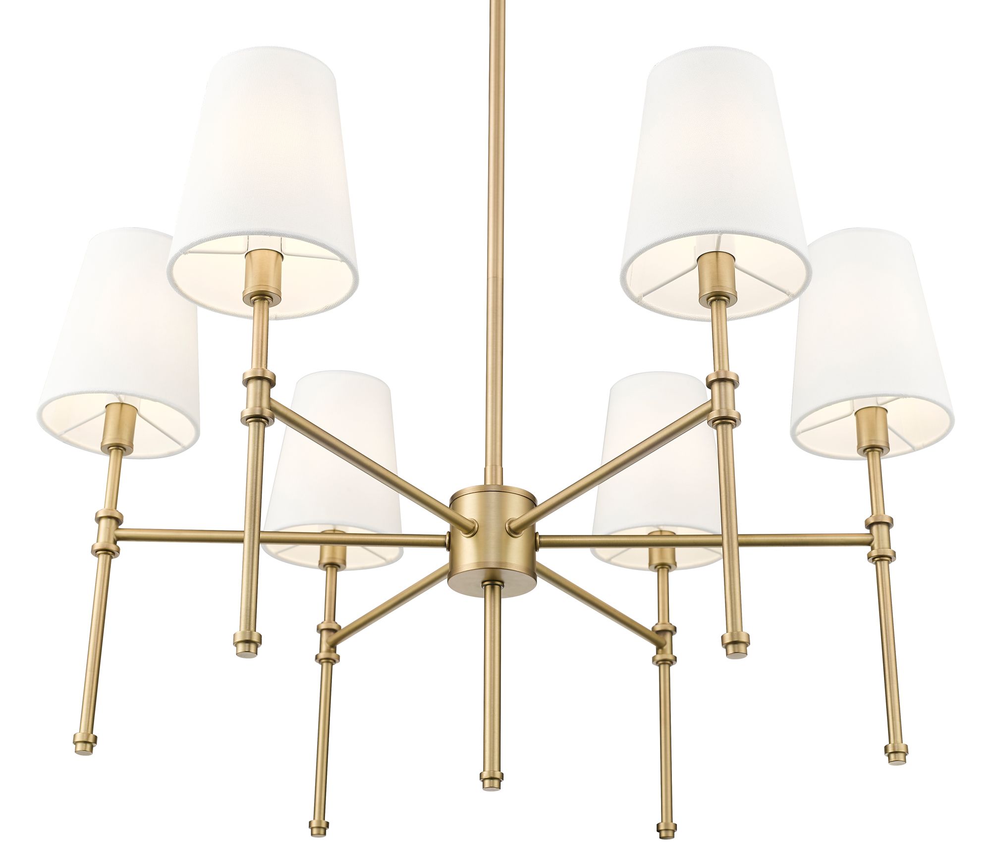 Image 3 Millennium Adorra 6-Light 25.75" Vintage Brass Chandelier with Fabric Shade more views