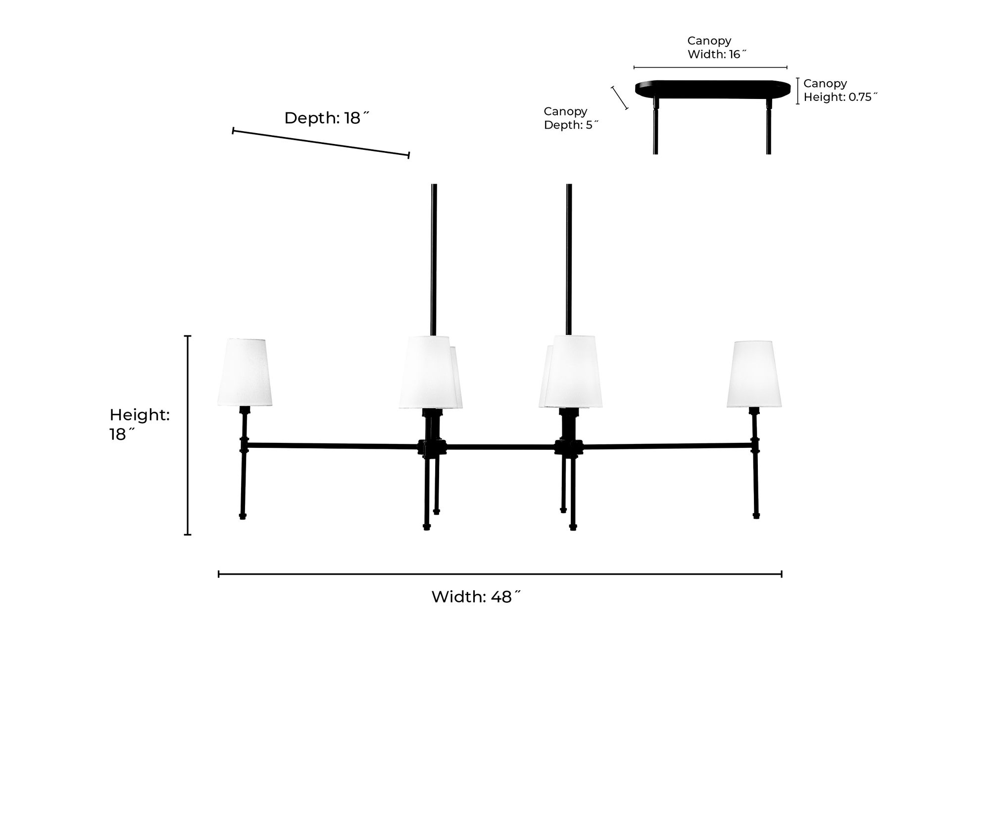 Image 7 Millennium Adorra 6-Light 48" Matte Black Chandelier with Fabric Shade more views
