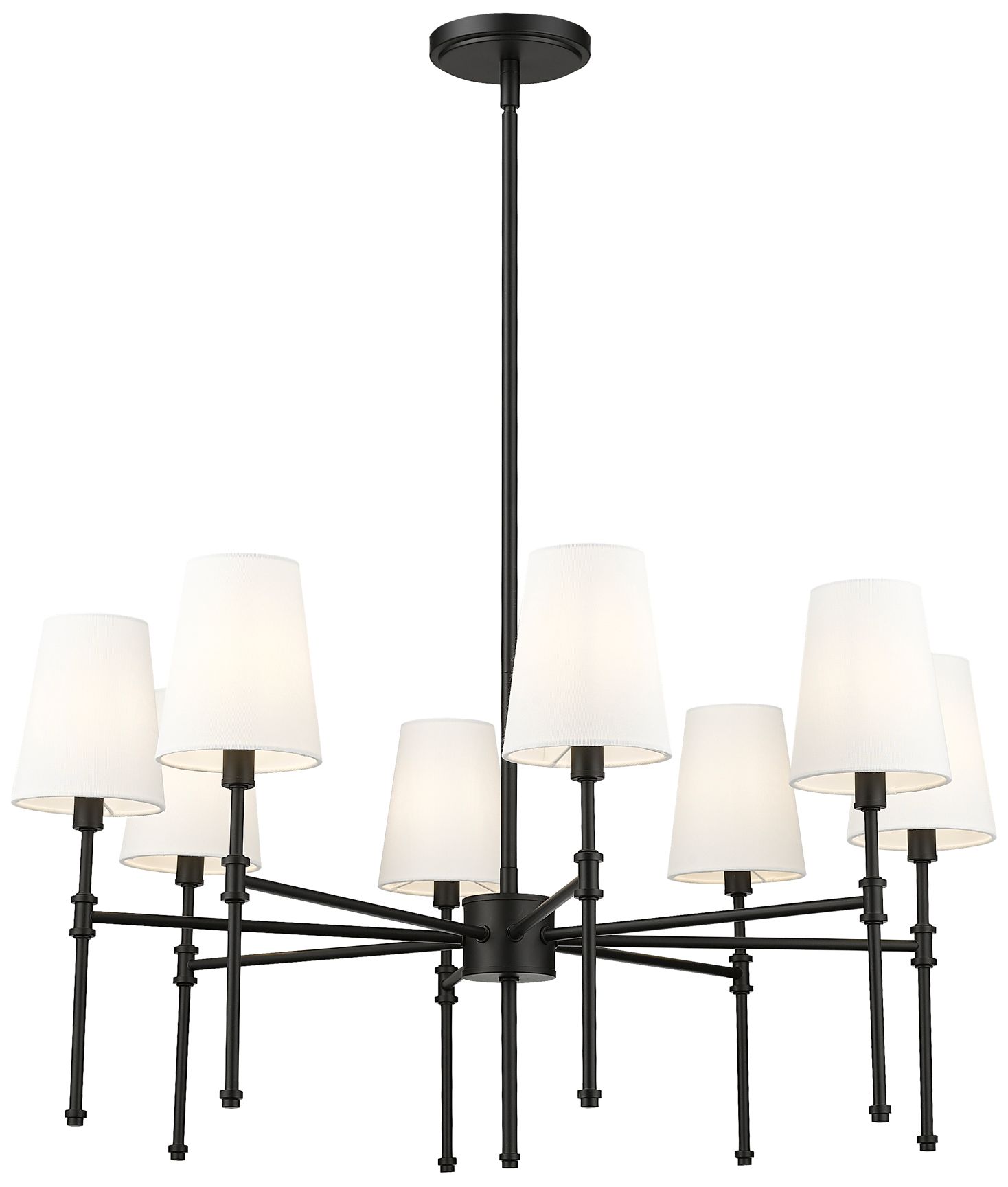 Millennium Adorra 8-Light 30" Matte Black Chandelier with Fabric Shade