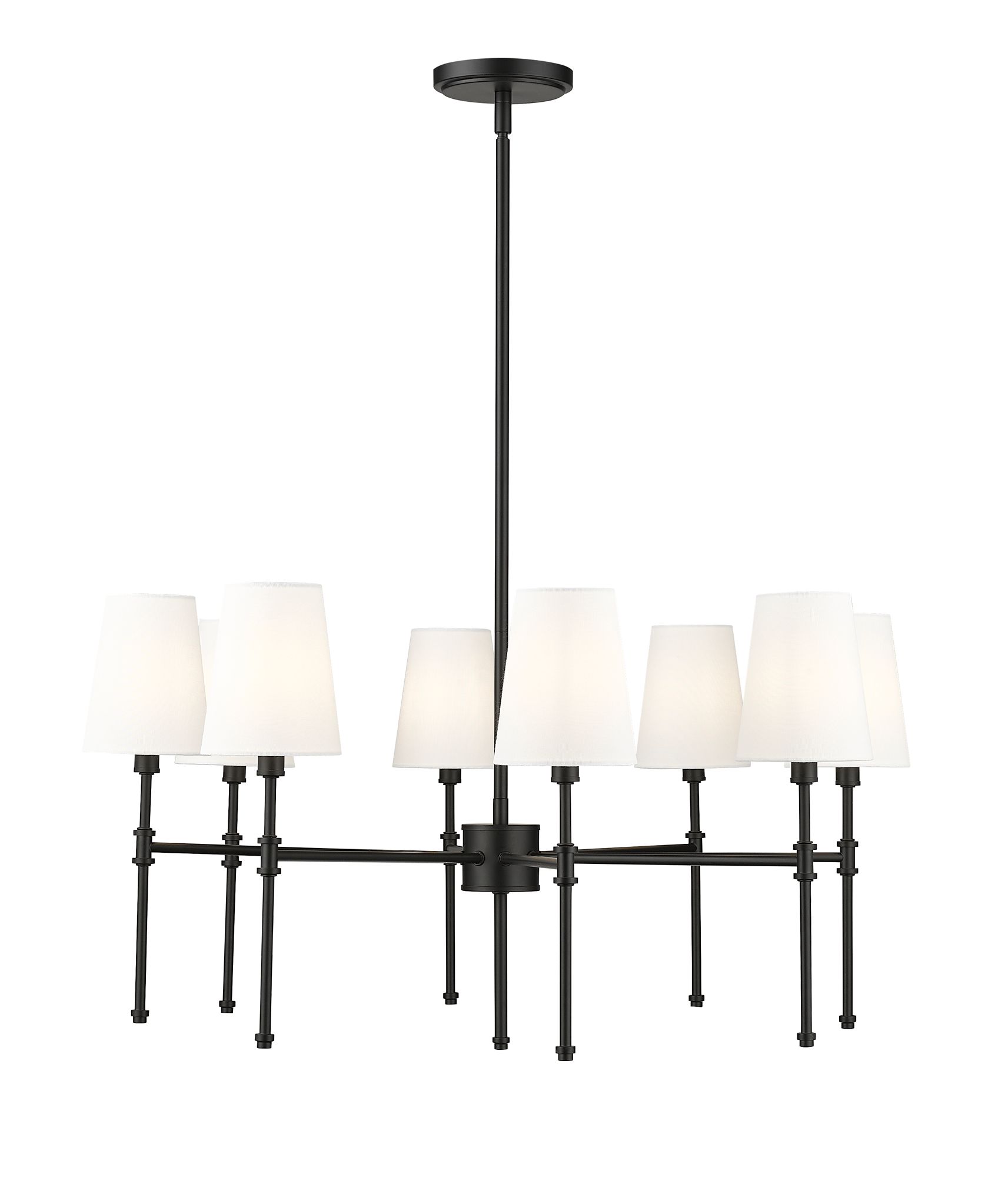 Image 2 Millennium Adorra 8-Light 30" Matte Black Chandelier with Fabric Shade more views