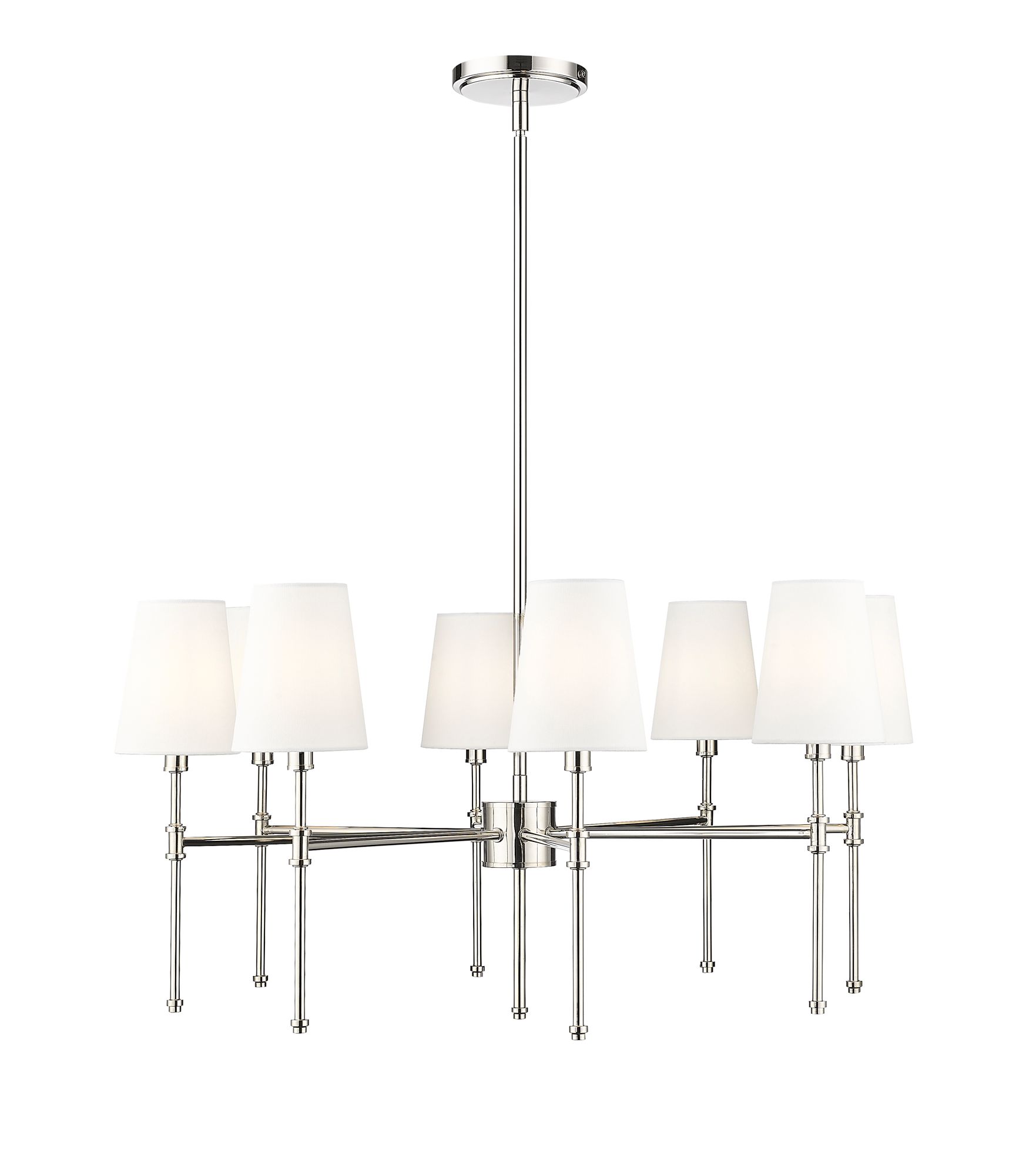 Image 2 Millennium Adorra 8-Light 30" Polished Nickel Chandelier with Fabric Shade more views