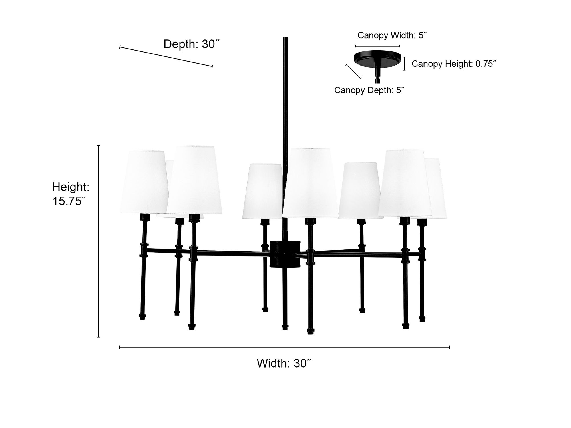 Image 7 Millennium Adorra 8-Light 30" Polished Nickel Chandelier with Fabric Shade more views