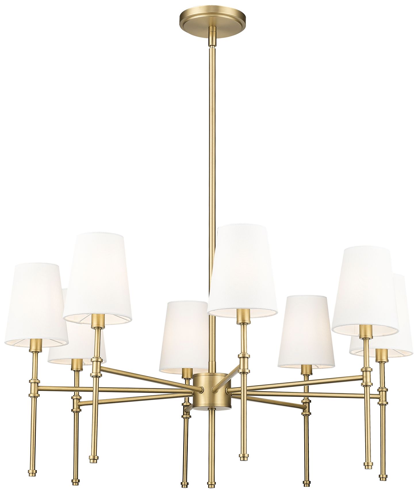 Millennium Adorra 8-Light 30" Vintage Brass Chandelier with Fabric Shade