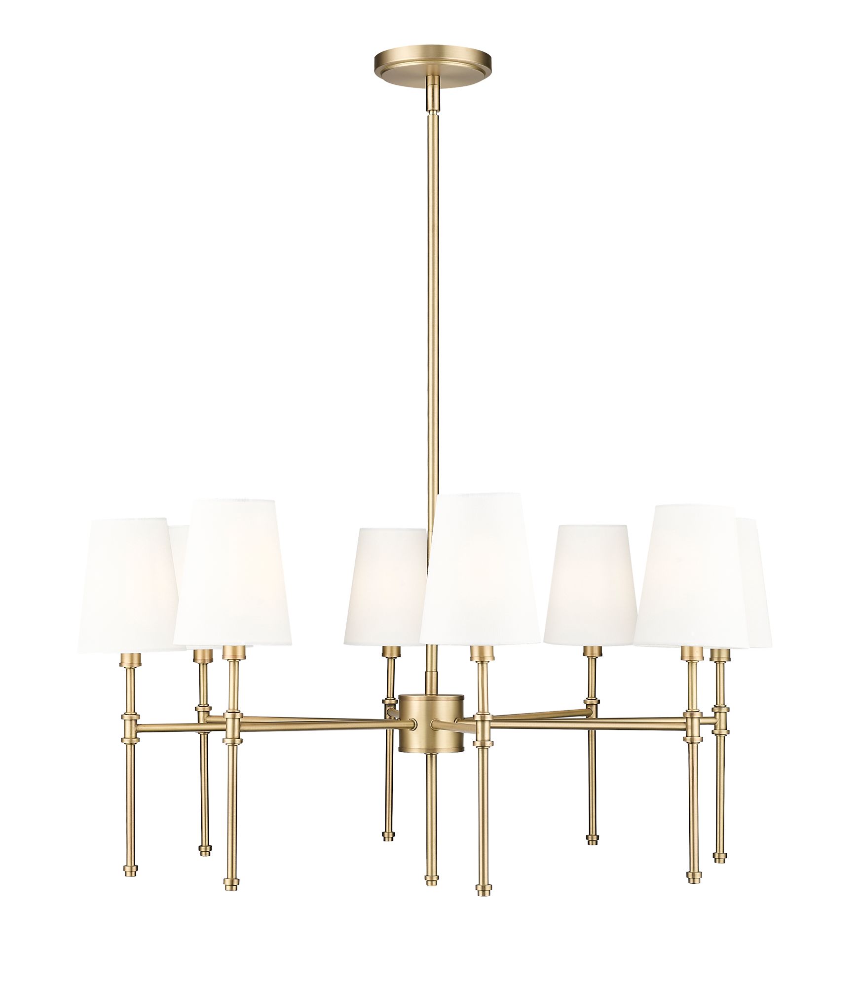 Image 2 Millennium Adorra 8-Light 30" Vintage Brass Chandelier with Fabric Shade more views