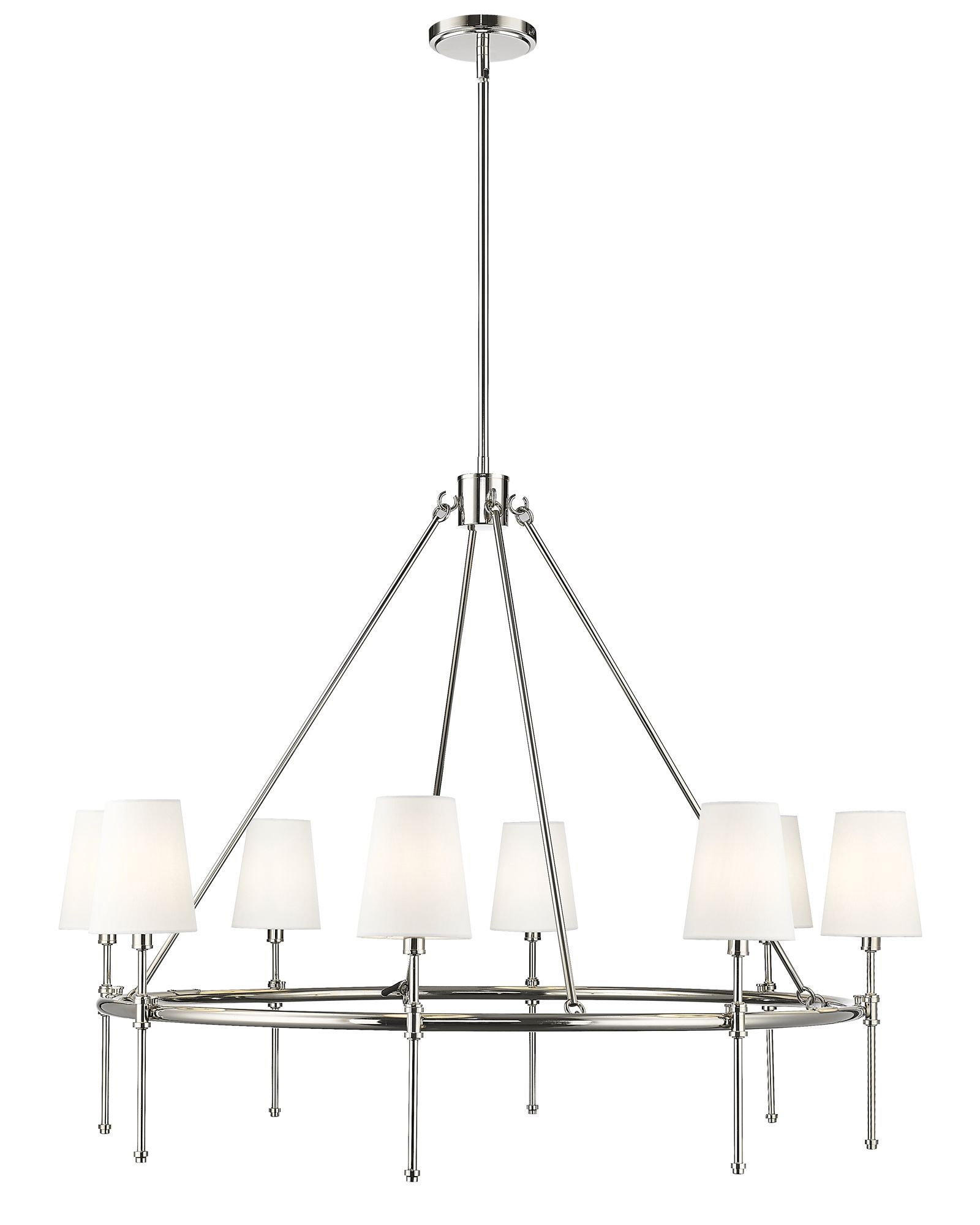 Image 2 Millennium Adorra 8-Light 40" Polished Nickel Chandelier with Fabric Shade more views
