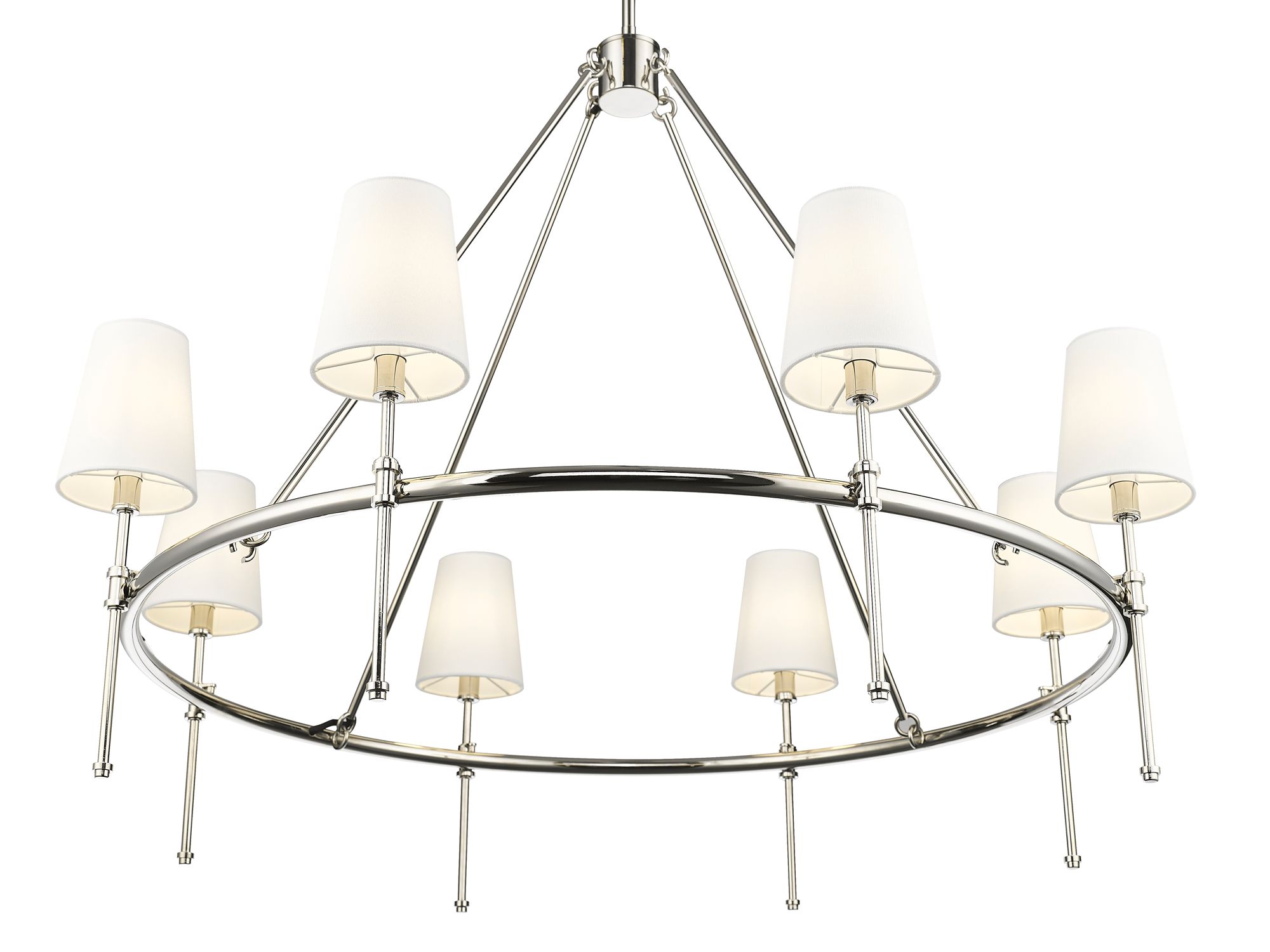 Image 3 Millennium Adorra 8-Light 40" Polished Nickel Chandelier with Fabric Shade more views