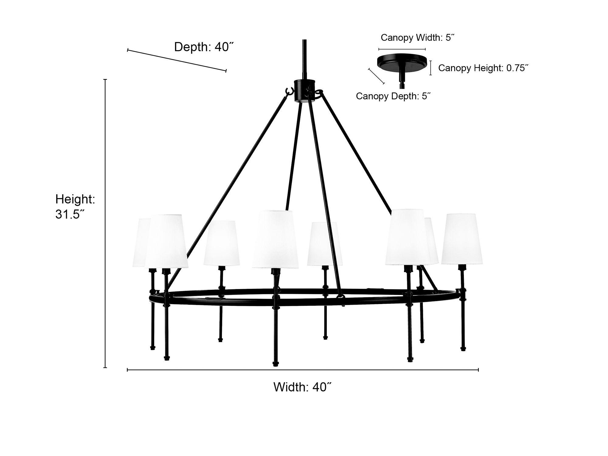 Image 7 Millennium Adorra 8-Light 40" Polished Nickel Chandelier with Fabric Shade more views