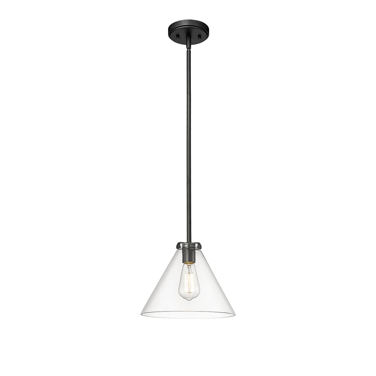 Image 2 Millennium Aliza 1-Light 11" Matte Black Pendant with Glass Shade more views