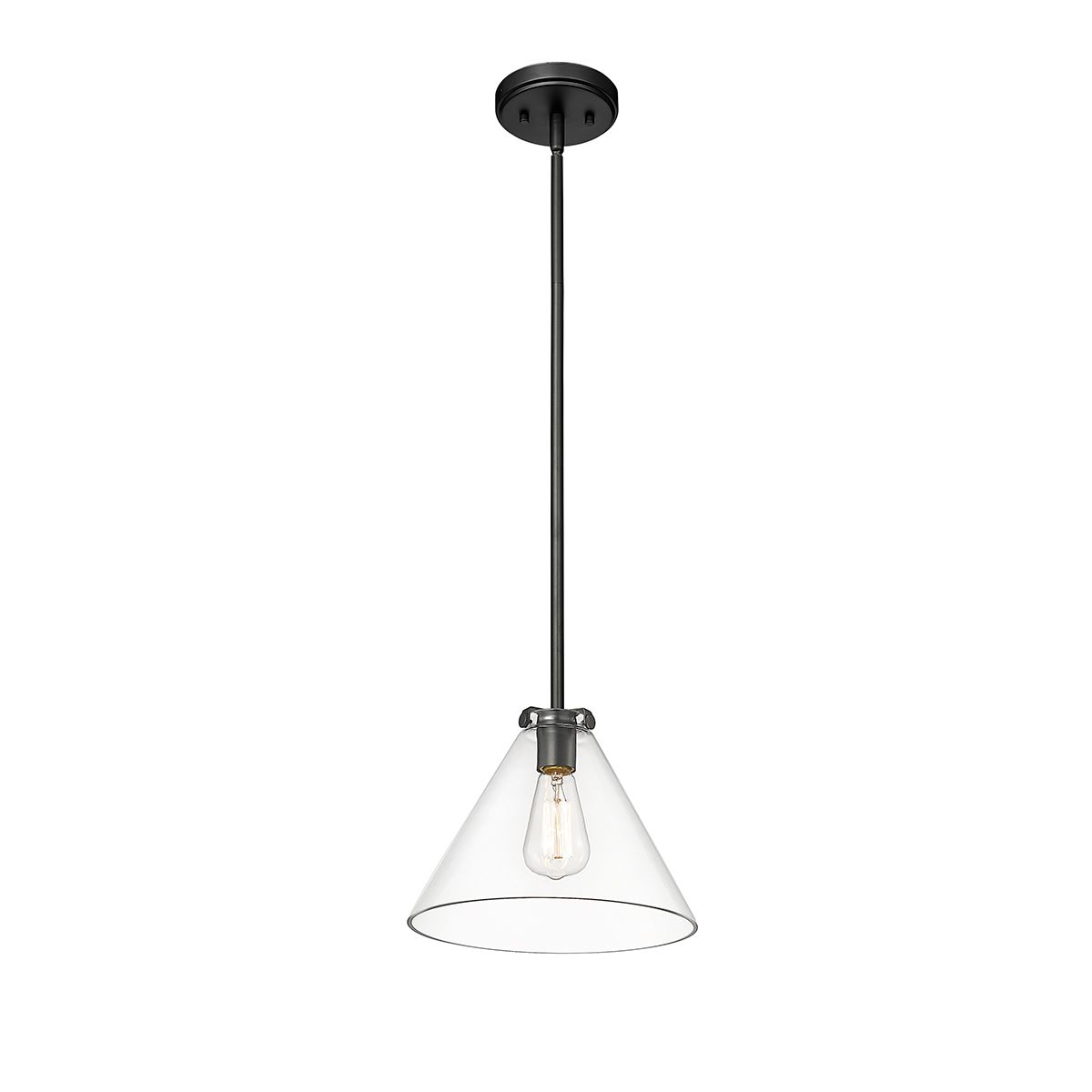 Image 4 Millennium Aliza 1-Light 11" Matte Black Pendant with Glass Shade more views