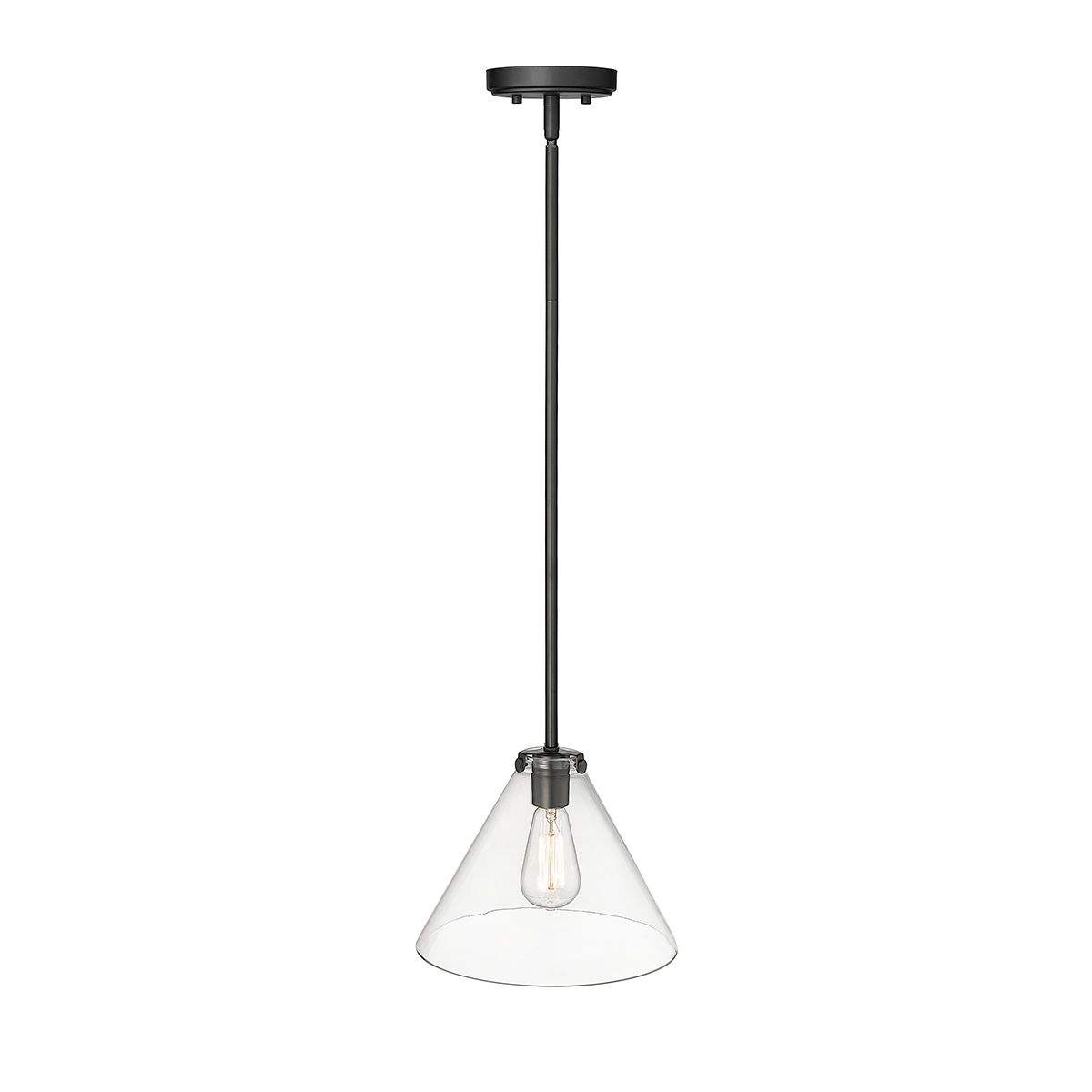 Image 5 Millennium Aliza 1-Light 11" Matte Black Pendant with Glass Shade more views