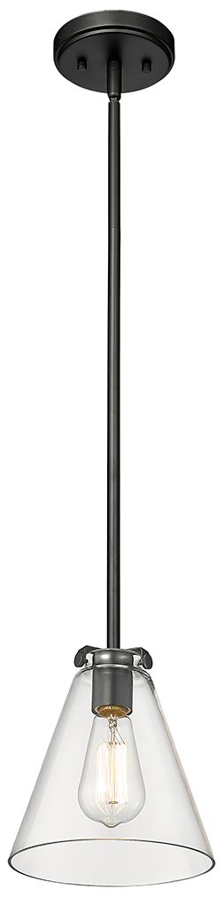 Millennium Aliza 1-Light 7.5" Matte Black Mini Pendant with Glass Shad