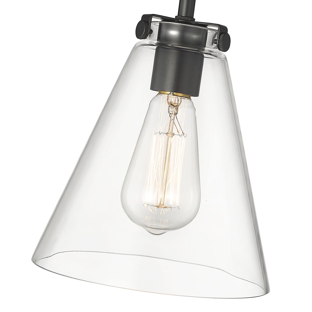 Image 2 Millennium Aliza 1-Light 7.5" Matte Black Mini Pendant with Glass Shad more views