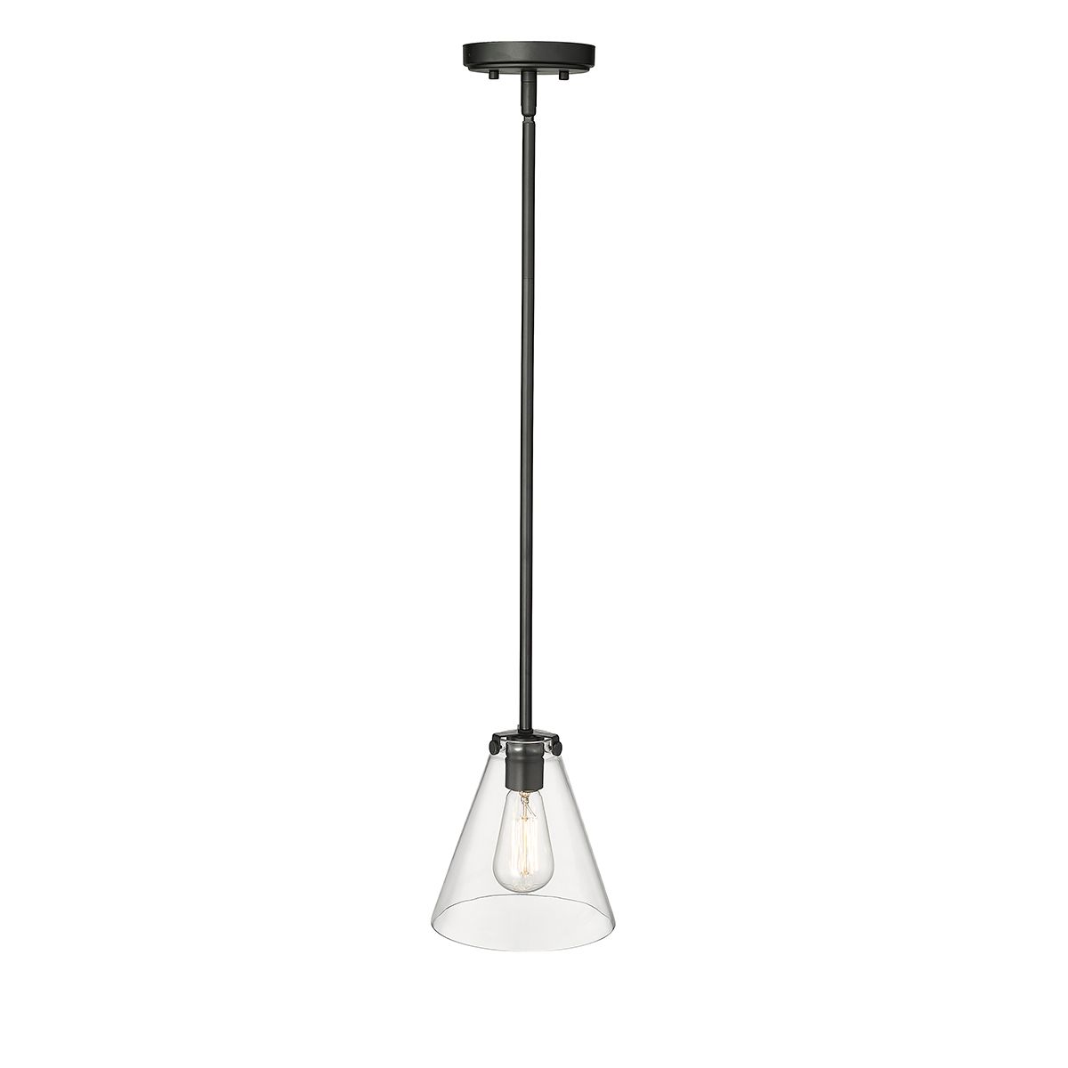 Image 3 Millennium Aliza 1-Light 7.5" Matte Black Mini Pendant with Glass Shad more views