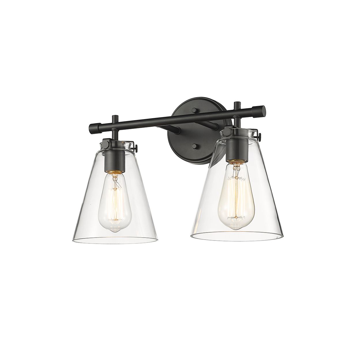 Image 2 Millennium Aliza 2-Light 16" Matte Black Vanity Light with Glass Shade more views