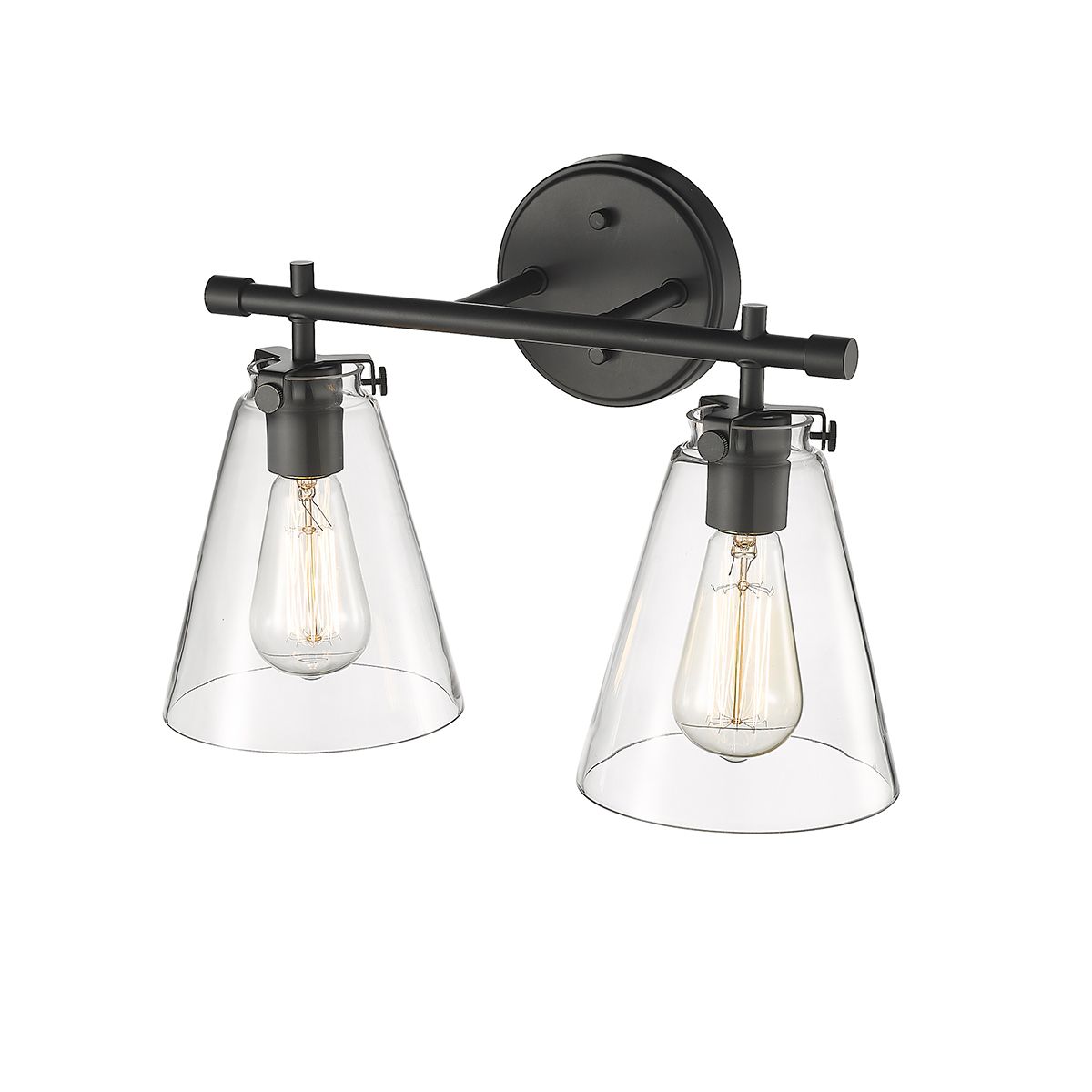 Image 3 Millennium Aliza 2-Light 16" Matte Black Vanity Light with Glass Shade more views