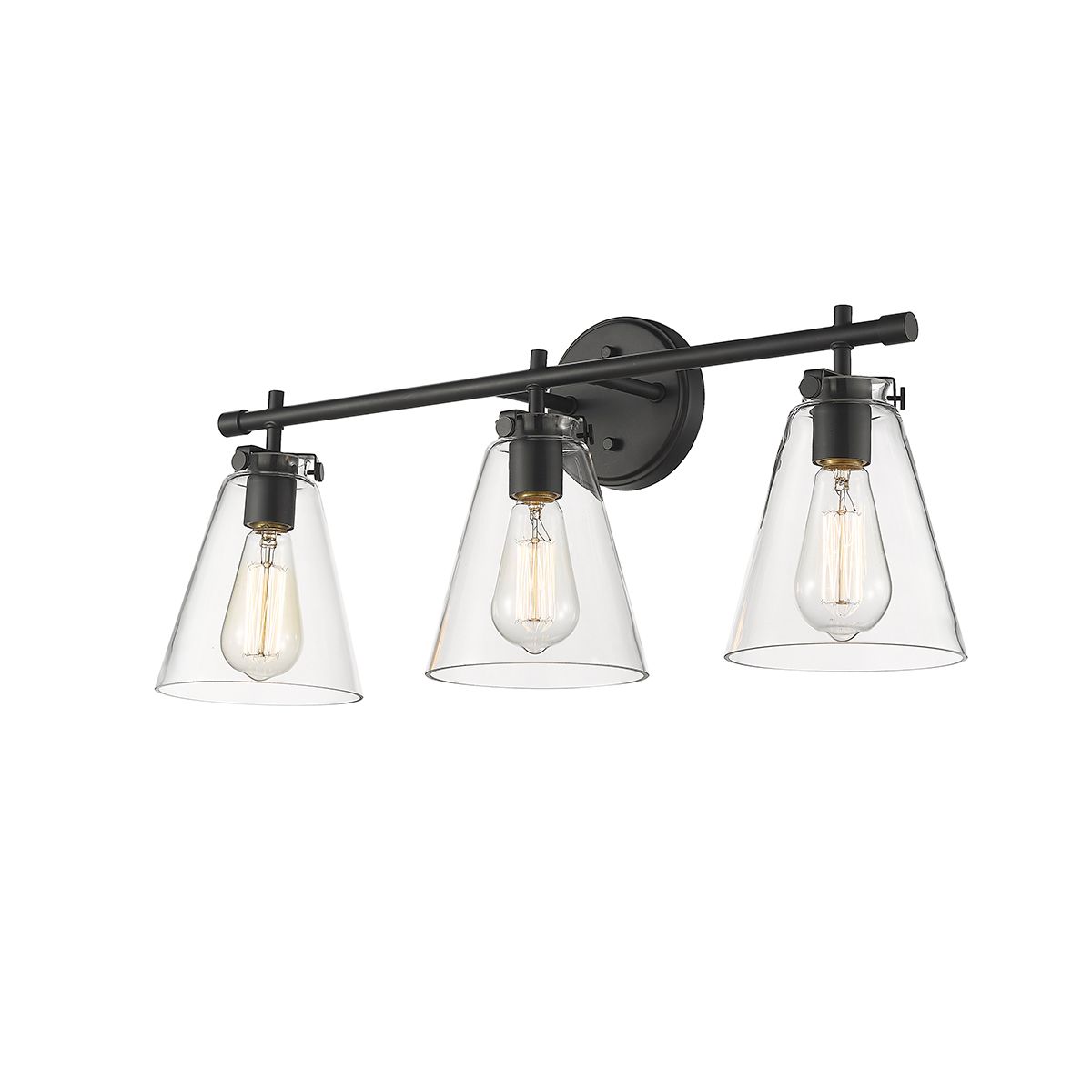 Image 2 Millennium Aliza 3-Light 26" Matte Black Vanity Light with Glass Shade more views
